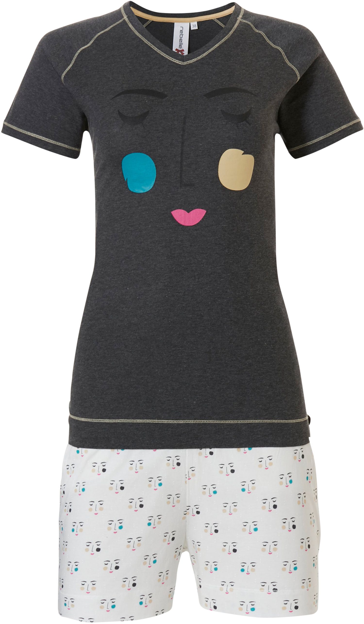 Rebelle Pyjama Modischer Damen Pyjama Shorty (2 tlg) Modisches Design