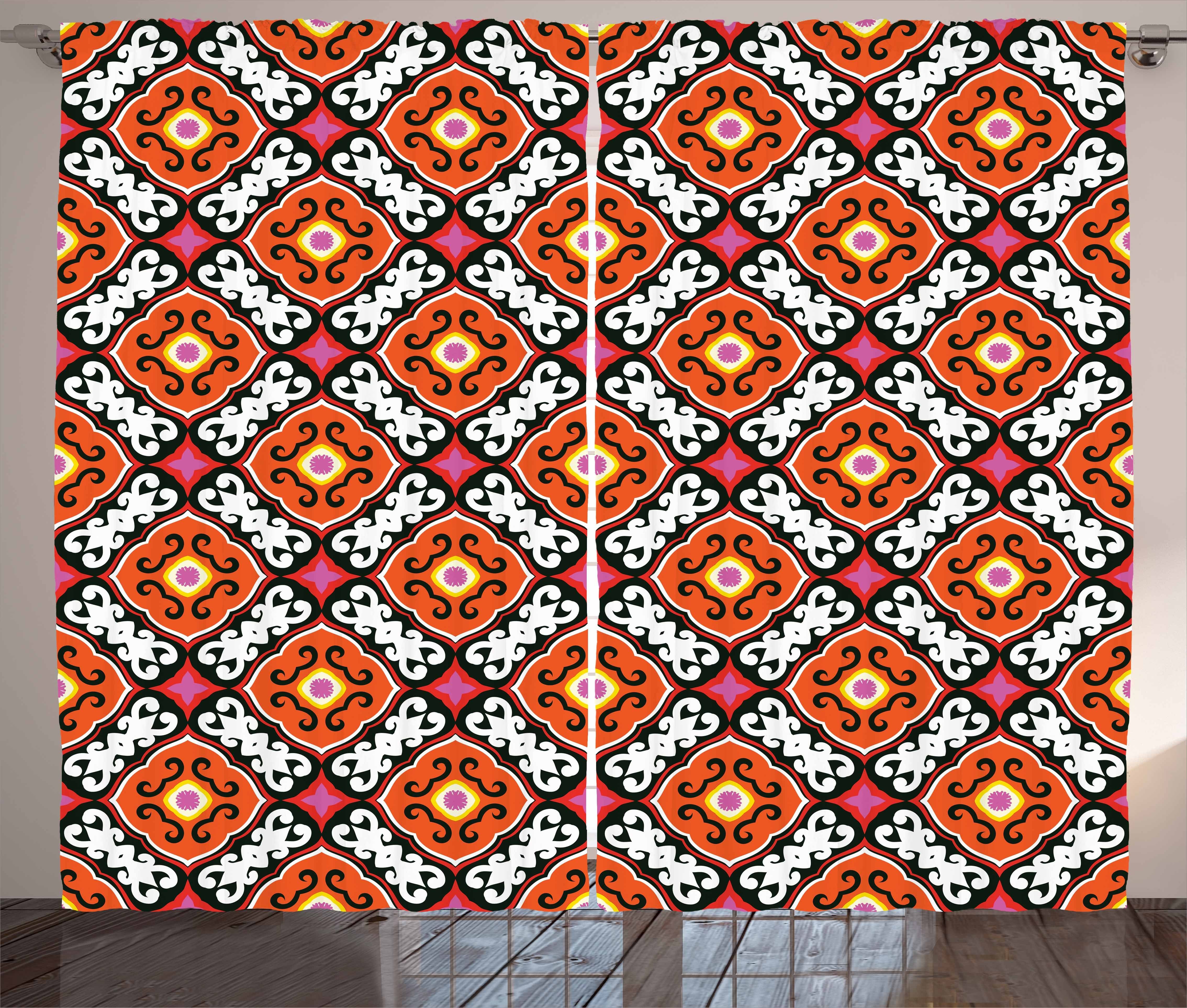 Gardine Schlafzimmer Kräuselband Vorhang mit Schlaufen und Haken, Abakuhaus, Türkisch-Muster Bold Floral