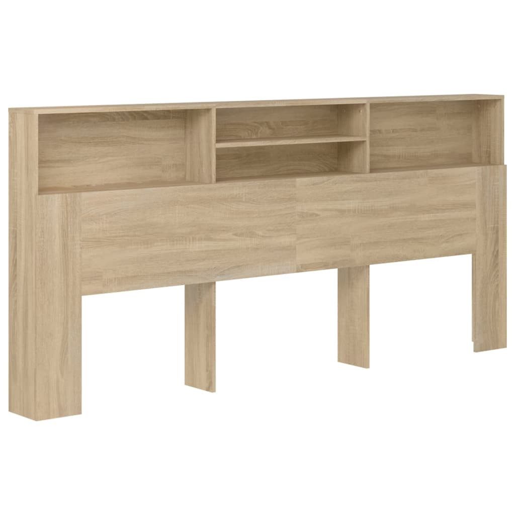 vidaXL Bett Kopfteil mit Ablagen Sonoma-Eiche 220x19x103,5 cm (1-tlg)