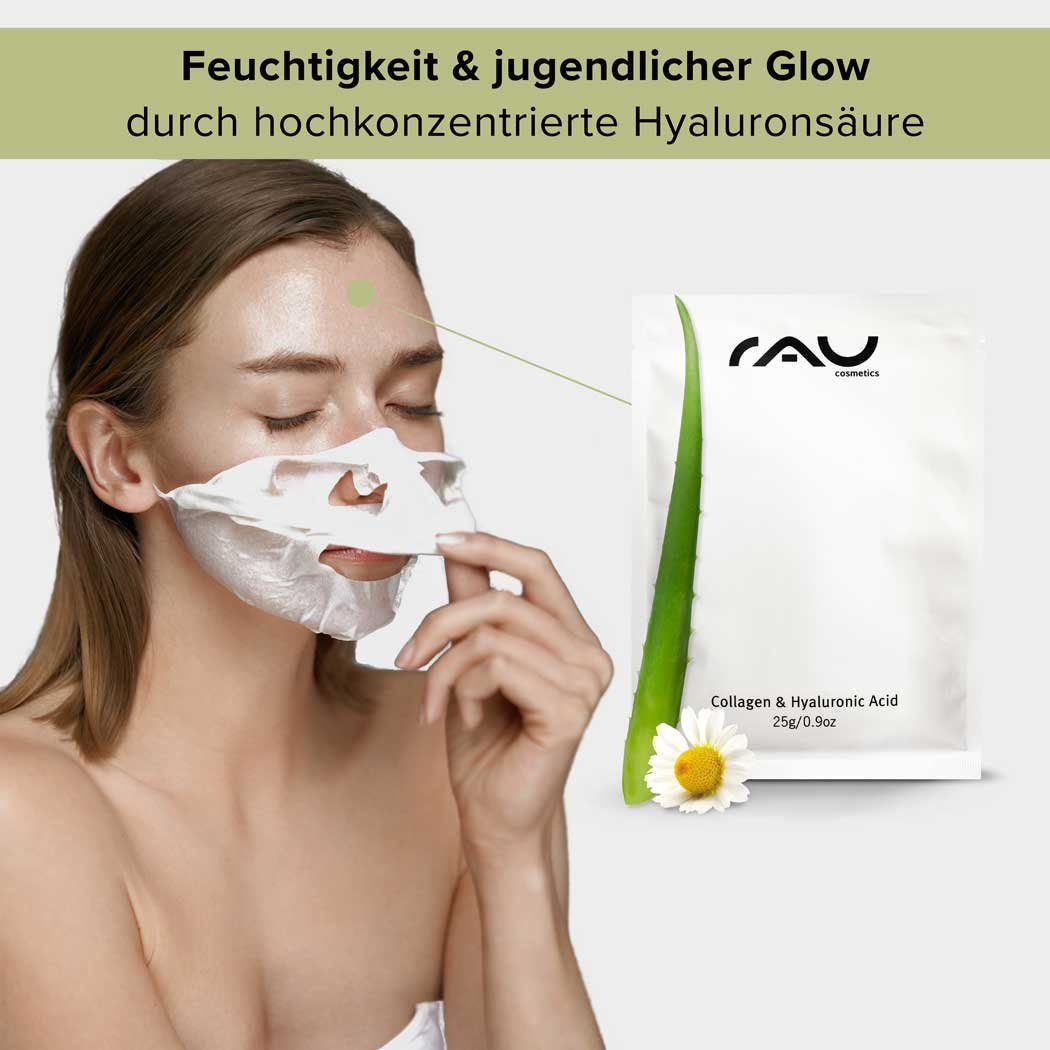 RAU Cosmetics Gesichtsmaske Kollagen & alle Vliesmaske für Feuchtigkeit Hyaluron Feuchtigkeit - Anti-Aging, Hauttypen