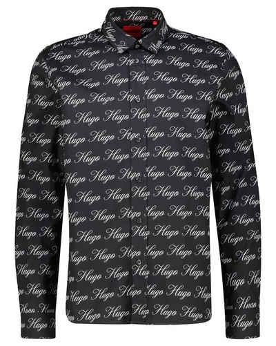 HUGO Langarmhemd Herren Hemd aus Baumwolle EMERO Straight Fit (1-tlg)