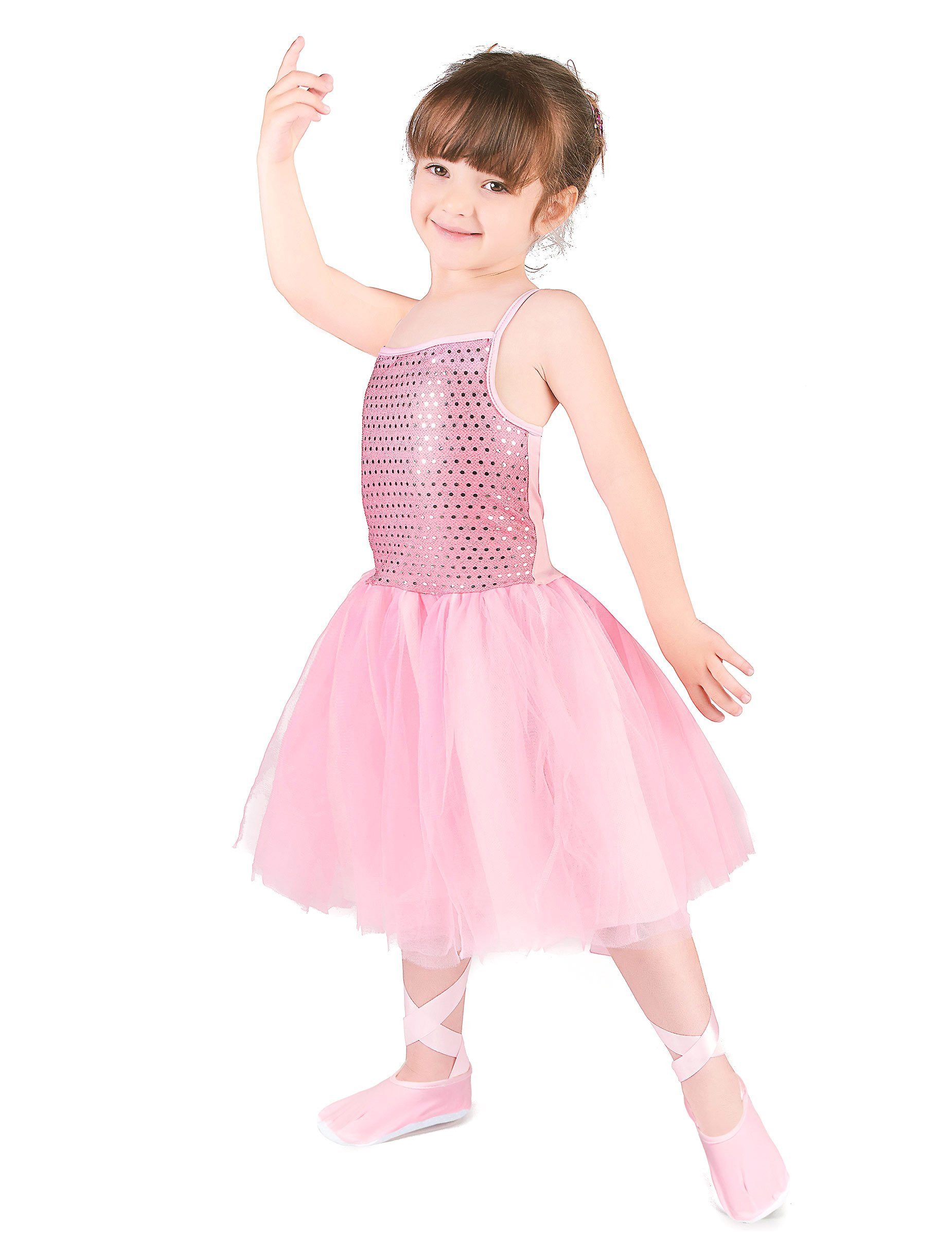 Kostüm Ballerina-Kostüm für Kinder mit Pailletten Tänzerin rosa