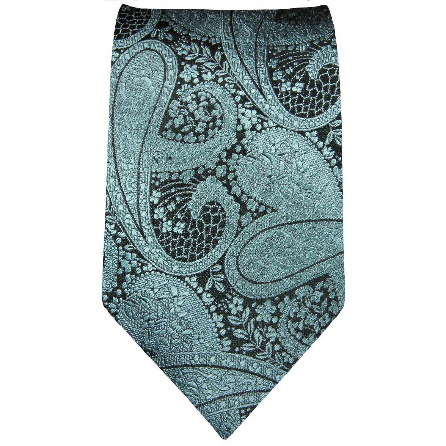 Schmal 100% Elegante (6cm), Krawatte brokat Schlips Malone Seidenkrawatte Paul 590 schwarz Herren Seide türkis paisley