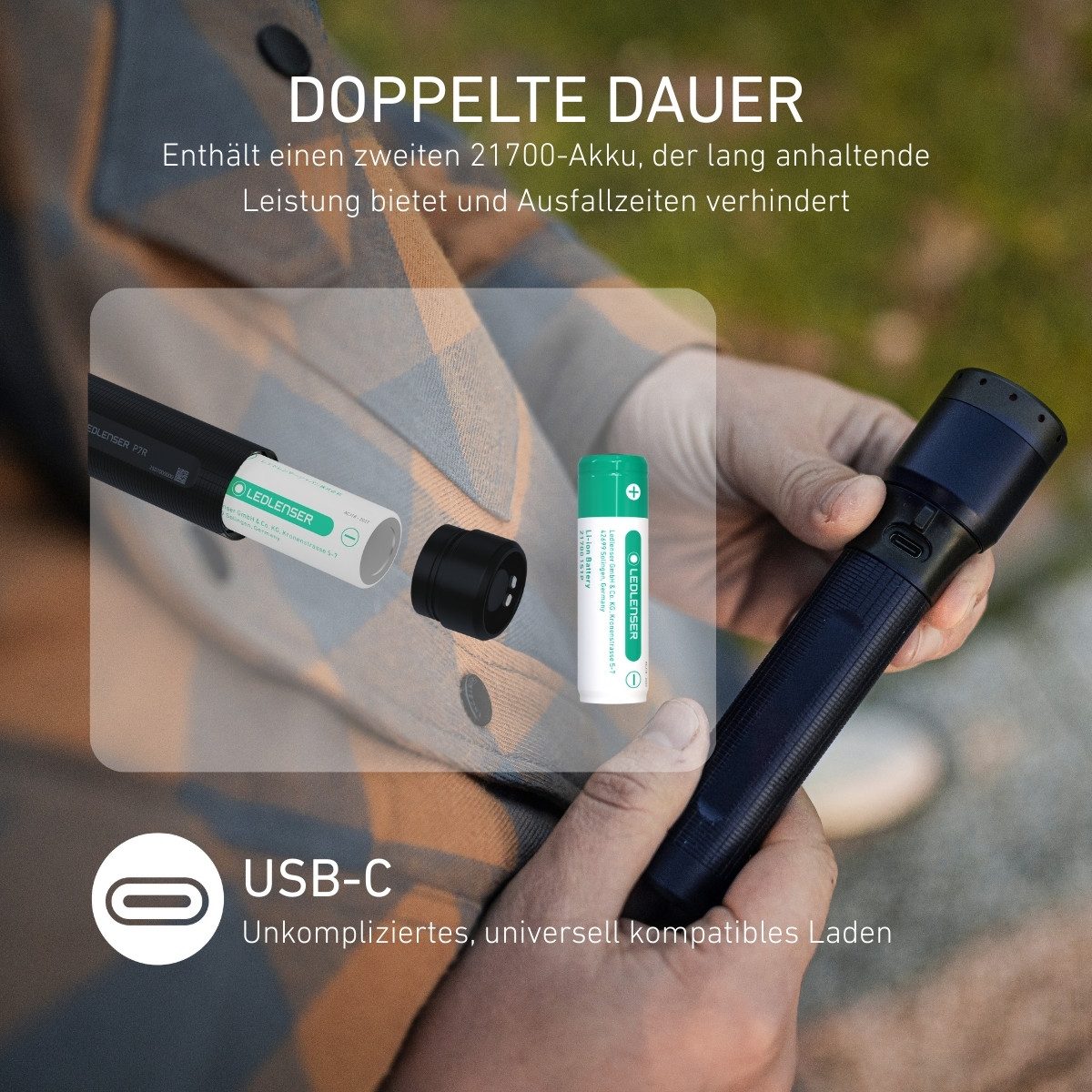 Ledlenser Taschenlampe P7R 25th Anniversary Edition, inkl. 2 Akkus, bis 2000 lm, Leuchtweite 320m, bis 80 Std. Laufzeit – Bild 5 von 5