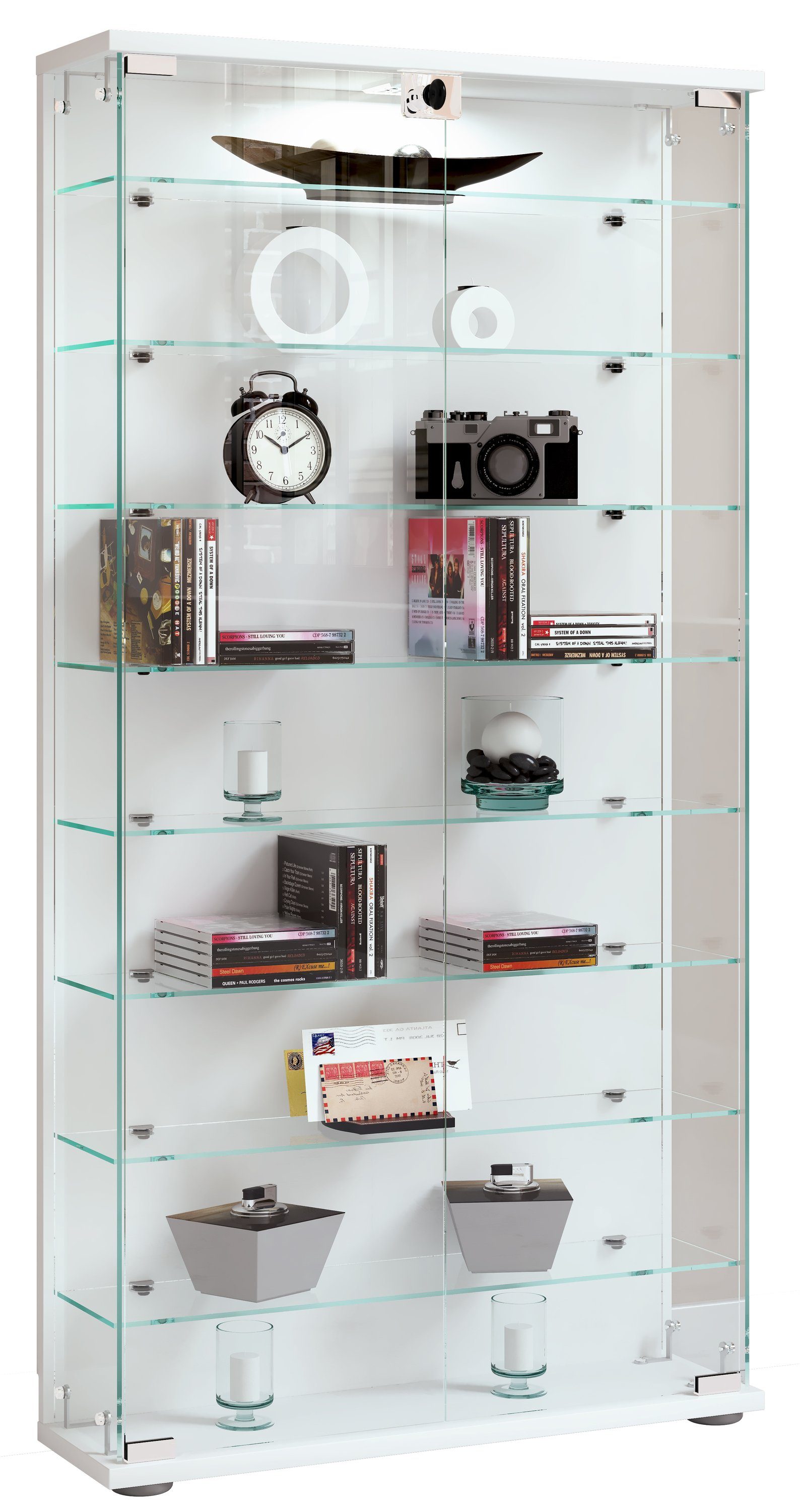 VCM Standvitrine Holz Glas Stand Vitrine Sammelvitrine Stelas L