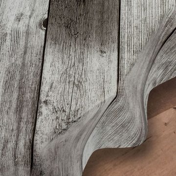 laro Tischdecke Wachstuch-Tischdecken Abwaschbar Holzoptik Grau Rund 140cm