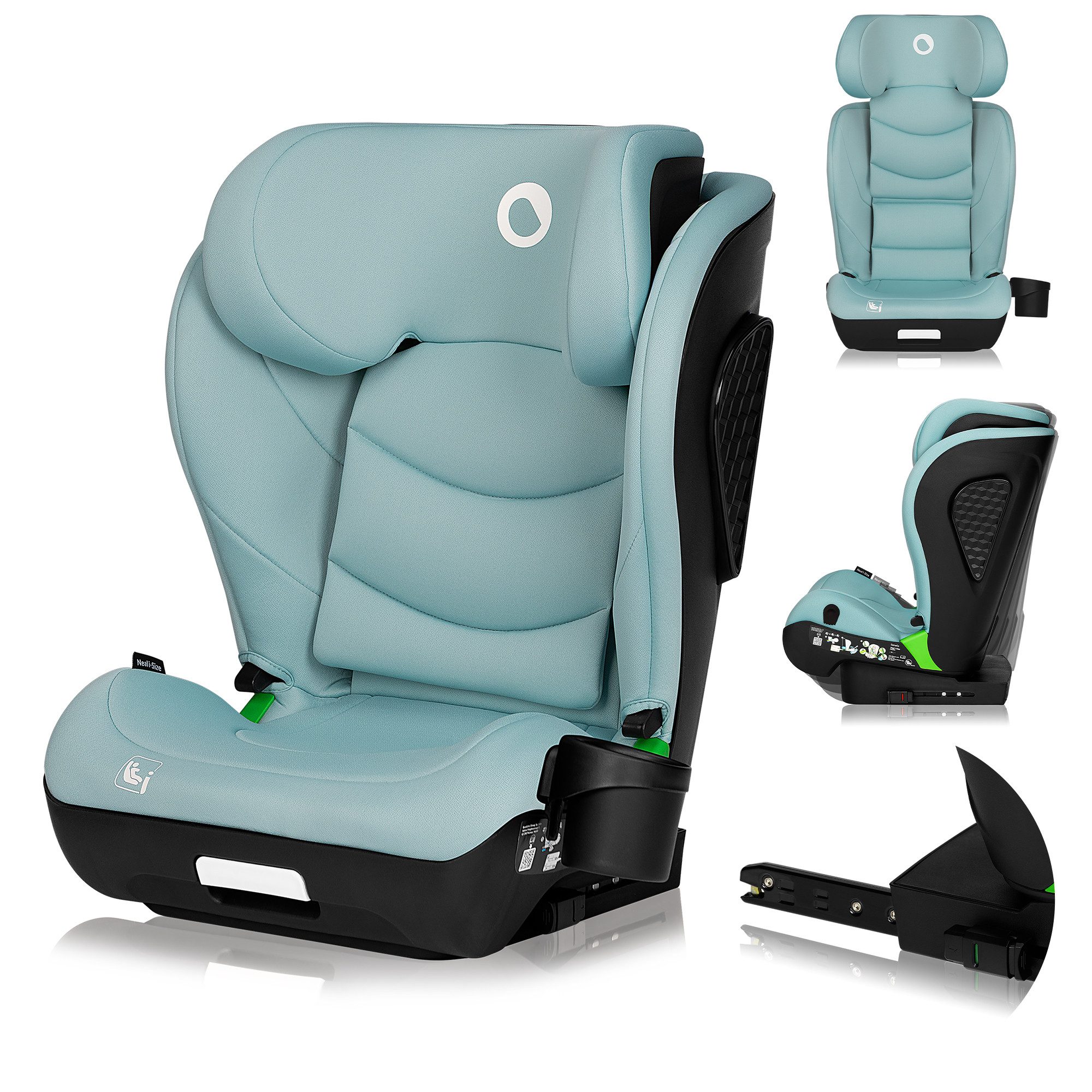 lionelo Autokindersitz NEAL I-SIZE, ab: ca. 3,5 Jahre (entsprechend einer Körpergröße ab 100 cm)., bis: ca. 12 Jahre (entsprechend einer Körpergröße bis 150 cm)., ab: 100 cm, bis: 150 cm, (Set mit Getränkehalter und Isofix-Adapter), Isofix&Gurt/Waschbarer