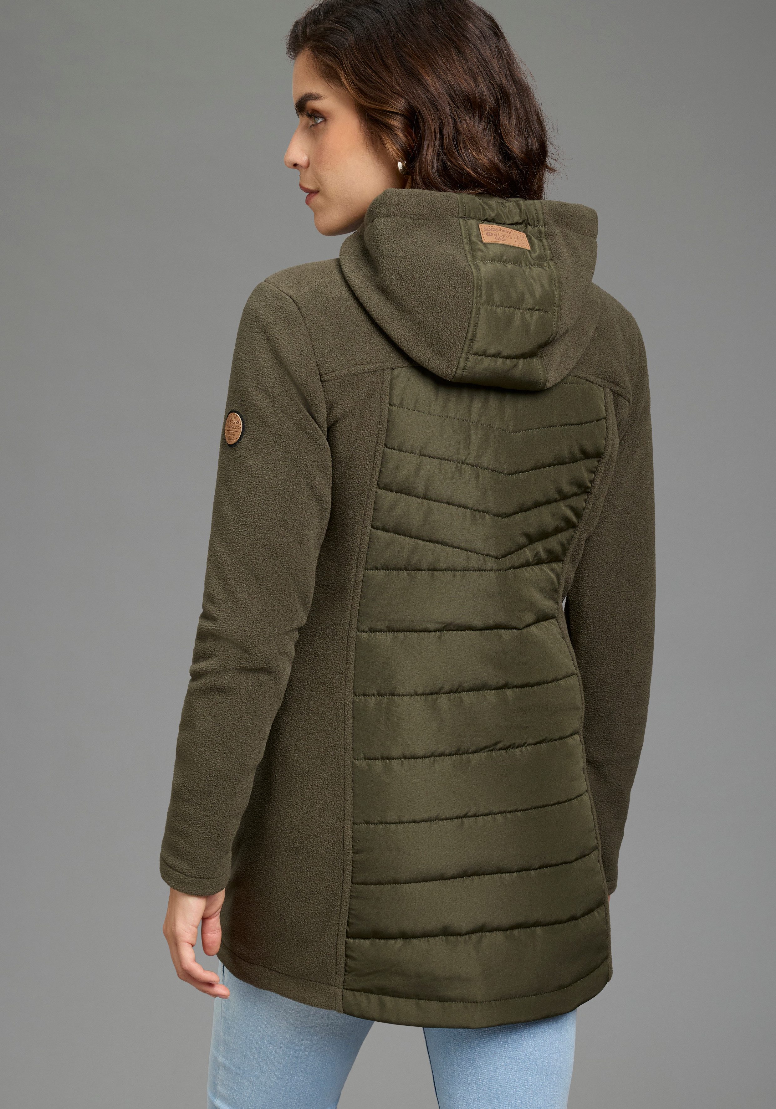 KangaROOS Langjacke mit 2-Wege-Reißverschluss, po-bedeckende Länge, figurbetonte Passform