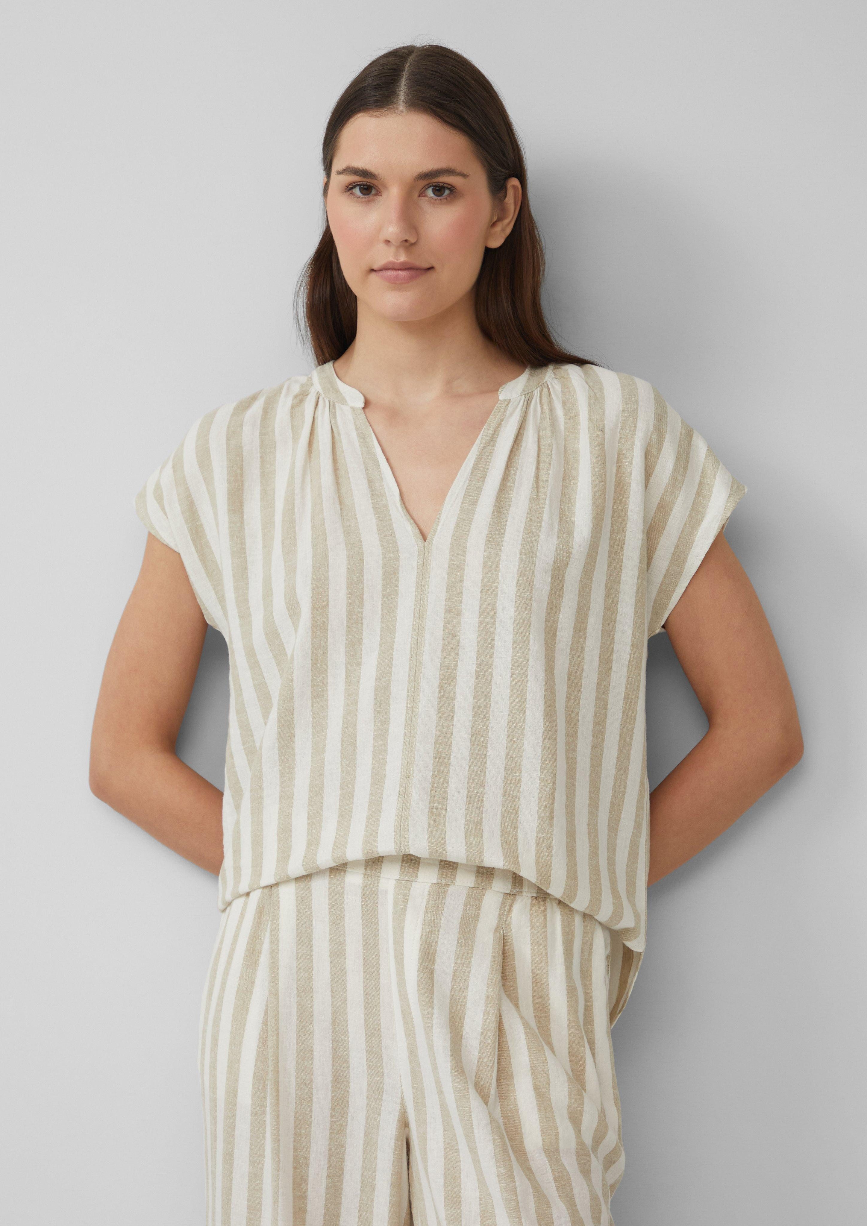 s.Oliver Blusentop Ärmellose Bluse aus Leinenmix günstig online kaufen