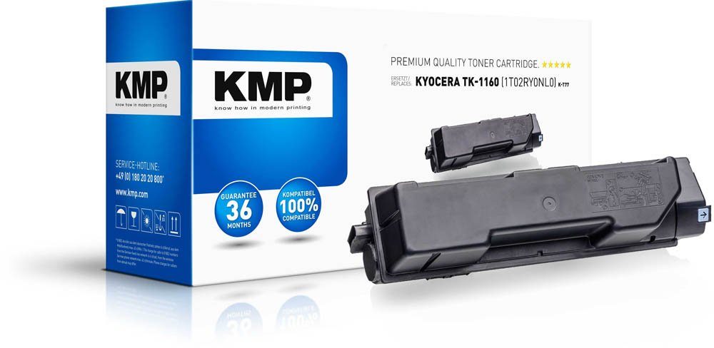 KMP Tonerkartusche 1 Toner K-T77 black, Kyocera ERSETZT TK-1160 (1-St) 
