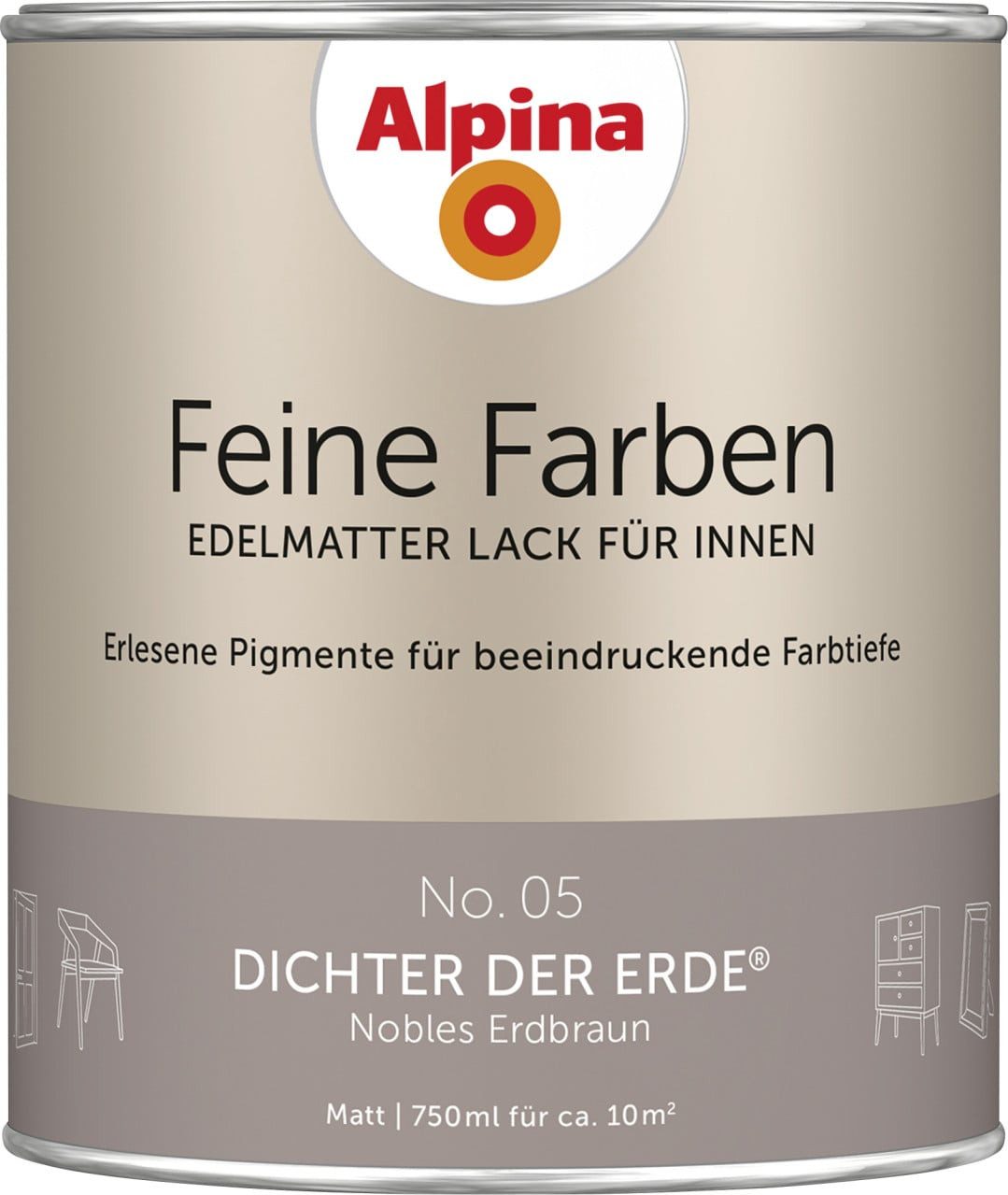 Alpina Wandfarbe Alpina Feine Farben Lack No. 05 Dichter der Erde -