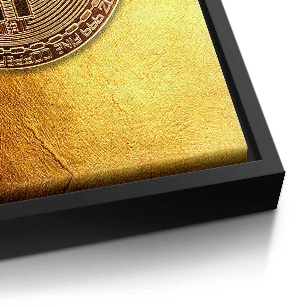 Golden Leinwandbild Leinwandbild, - - Trading Motivation - - Bitcoin Crypto Rahmen DOTCOMCANVAS® weißer Premium