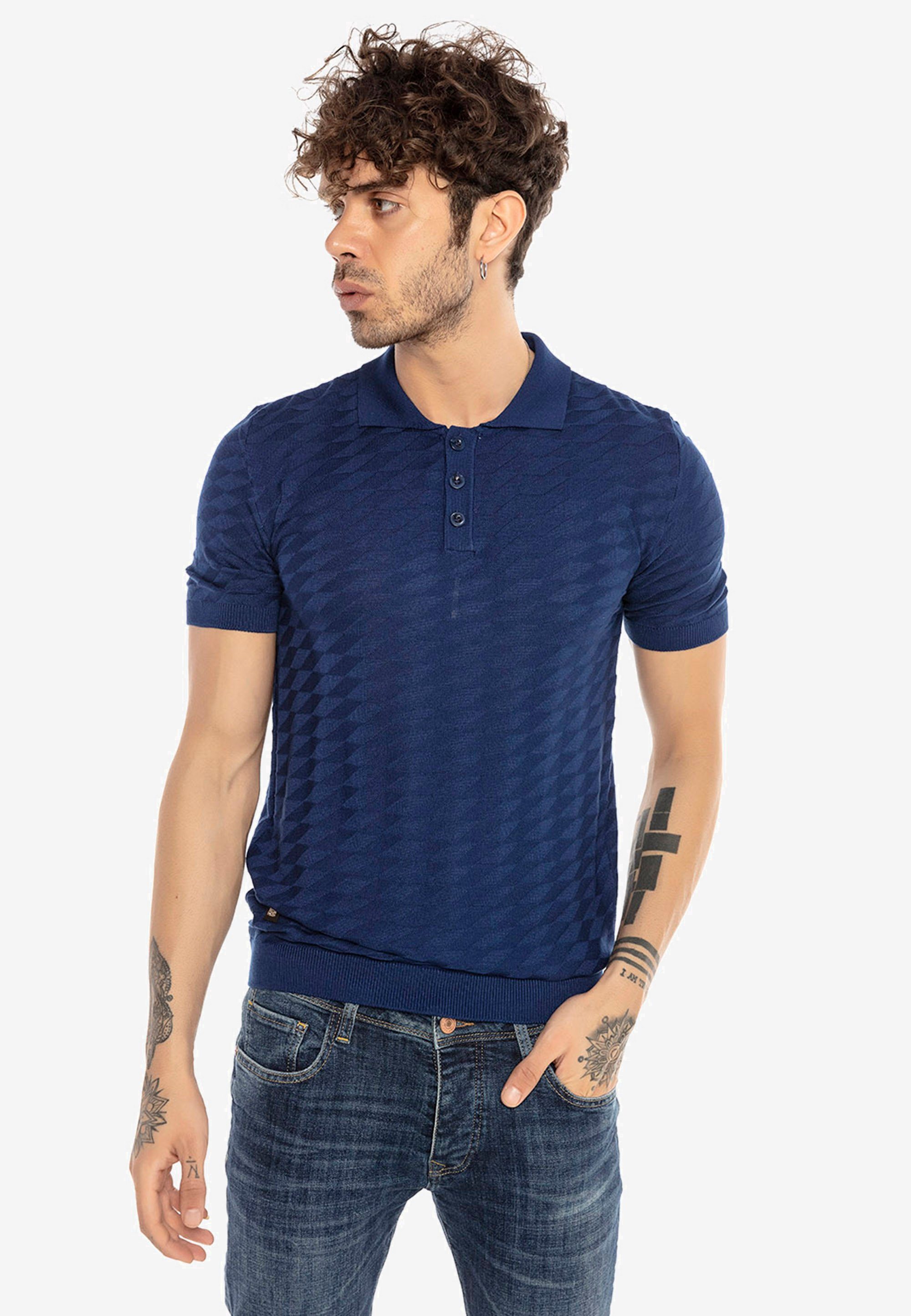 RedBridge Poloshirt Provo mit Strickmuster dunkelblau | Poloshirts