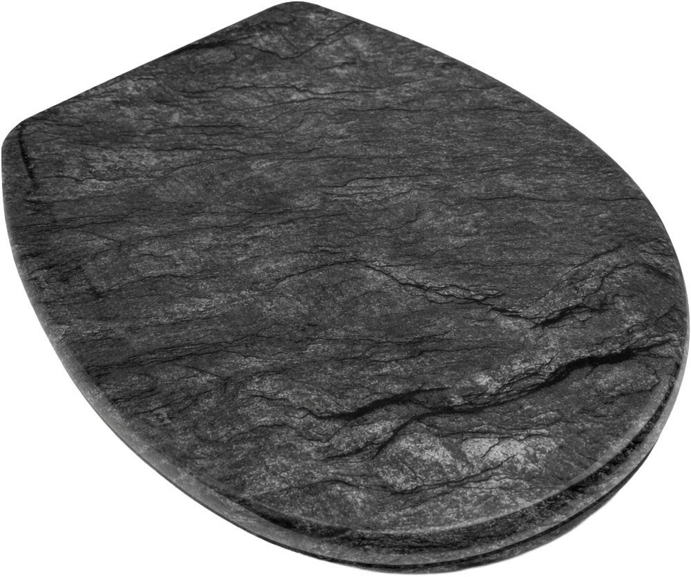 welltime WC-Sitz Schiefer, Mit Absenkautomatik & Schnellverschluss