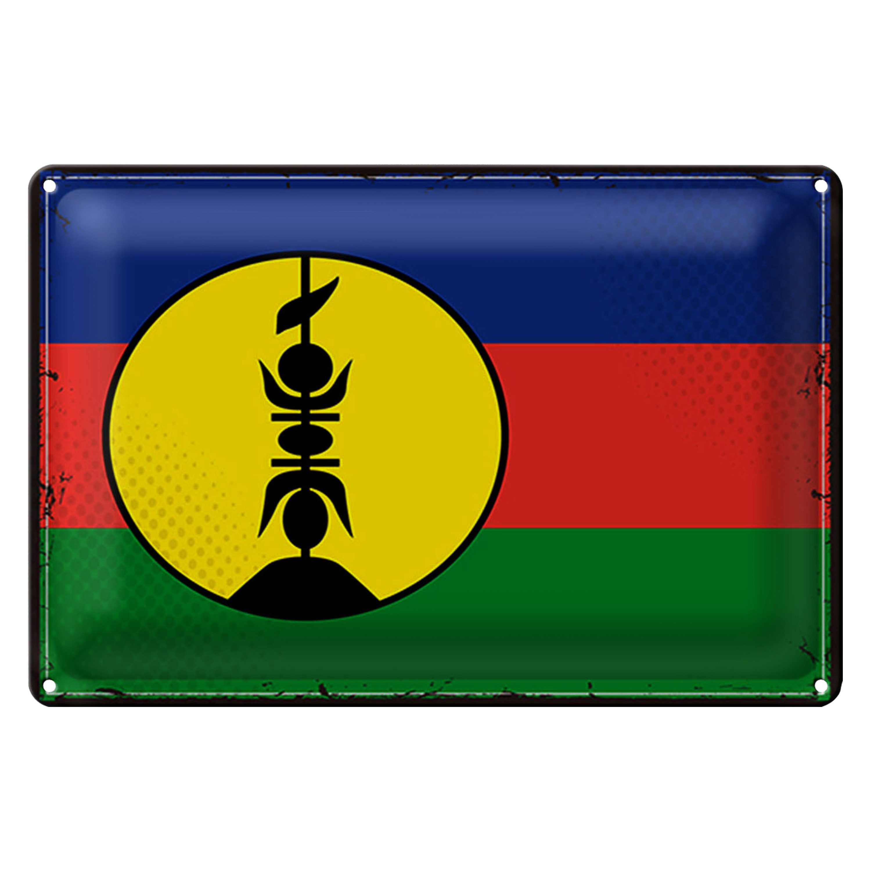 Roomando Metallschild Blechschild Flagge Neukaledonien 30x20cm Retro Flag