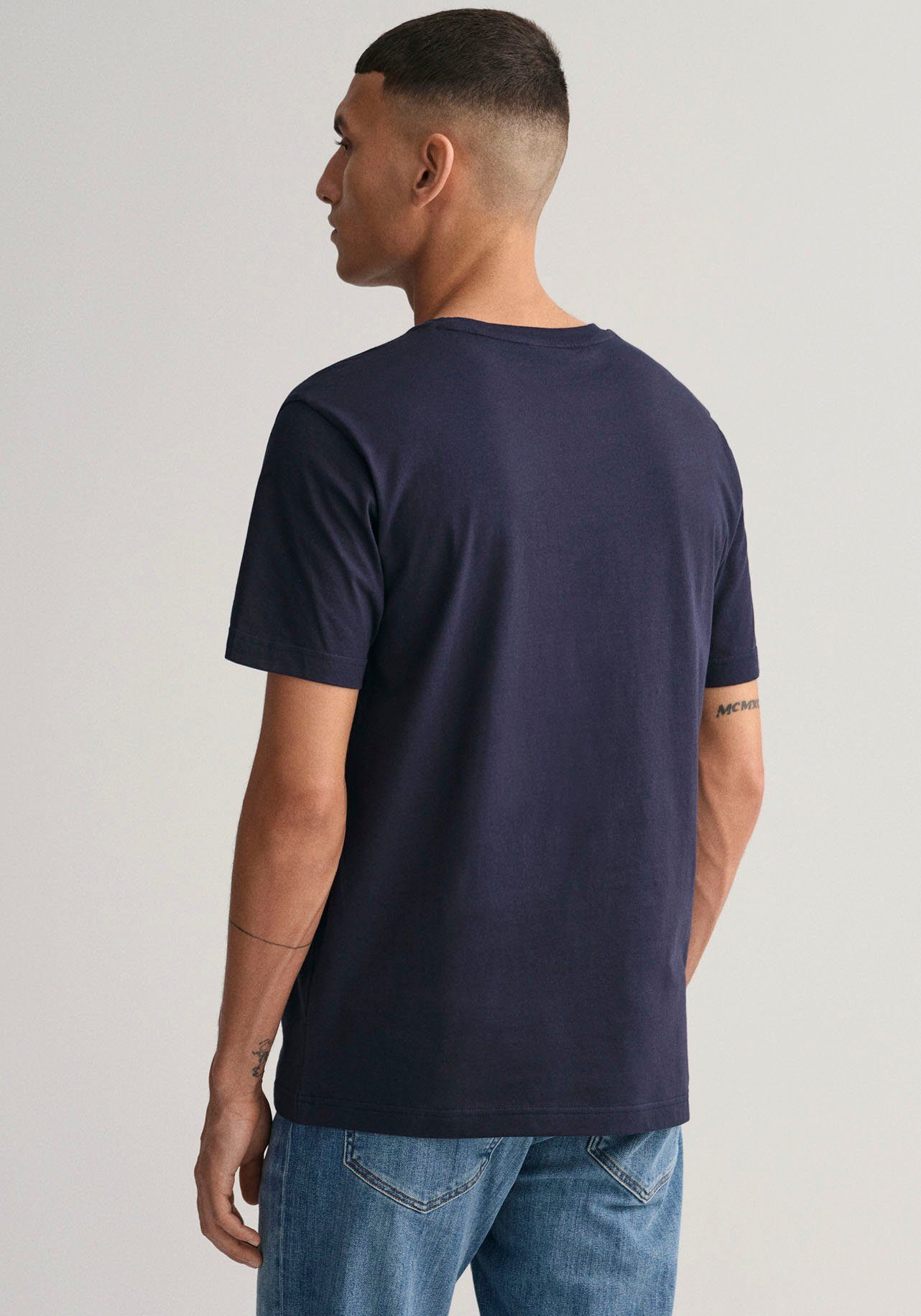 evening mit Logodruck SHIELD T-SHIRT Gant ARCHIVE T-Shirt blue der Brust auf SS REG