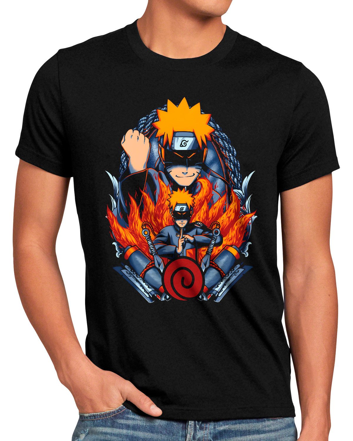 style3 Print-Shirt Herren T-Shirt Nine Tailed Fighter kakashi sasuke shikamaru naruto