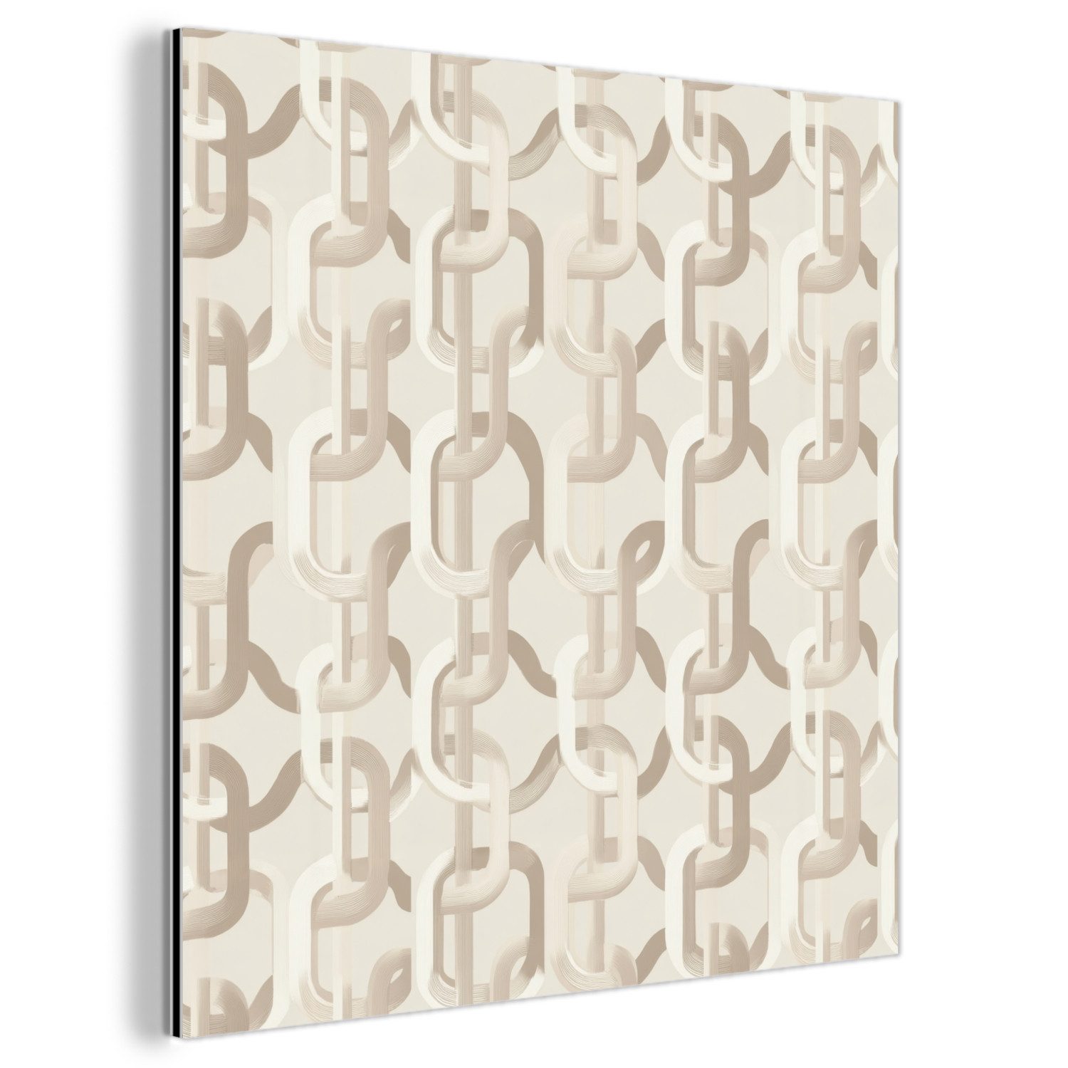 MuchoWow Metallbild Motiv - Abstrakt - Beige, Inkl. Aufhängung, Alu-Dibond-Druck, Wandbild aus Metall, Aluminium deko, 20x20 cm