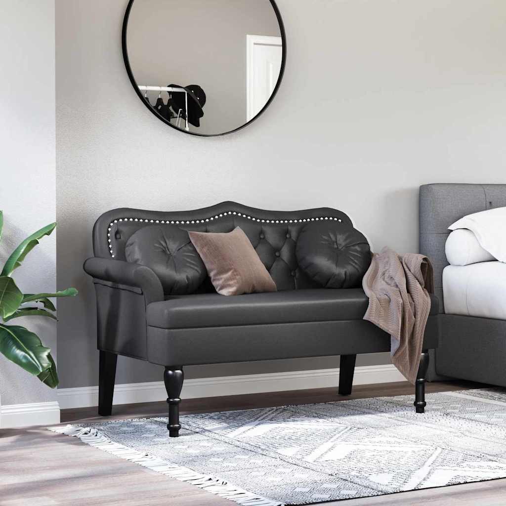 vidaXL Sitzbank Chesterfield Bank Schwarz 120,5 x 65 x 75 cm Kunstleder (1-St) – Bild 3 von 5
