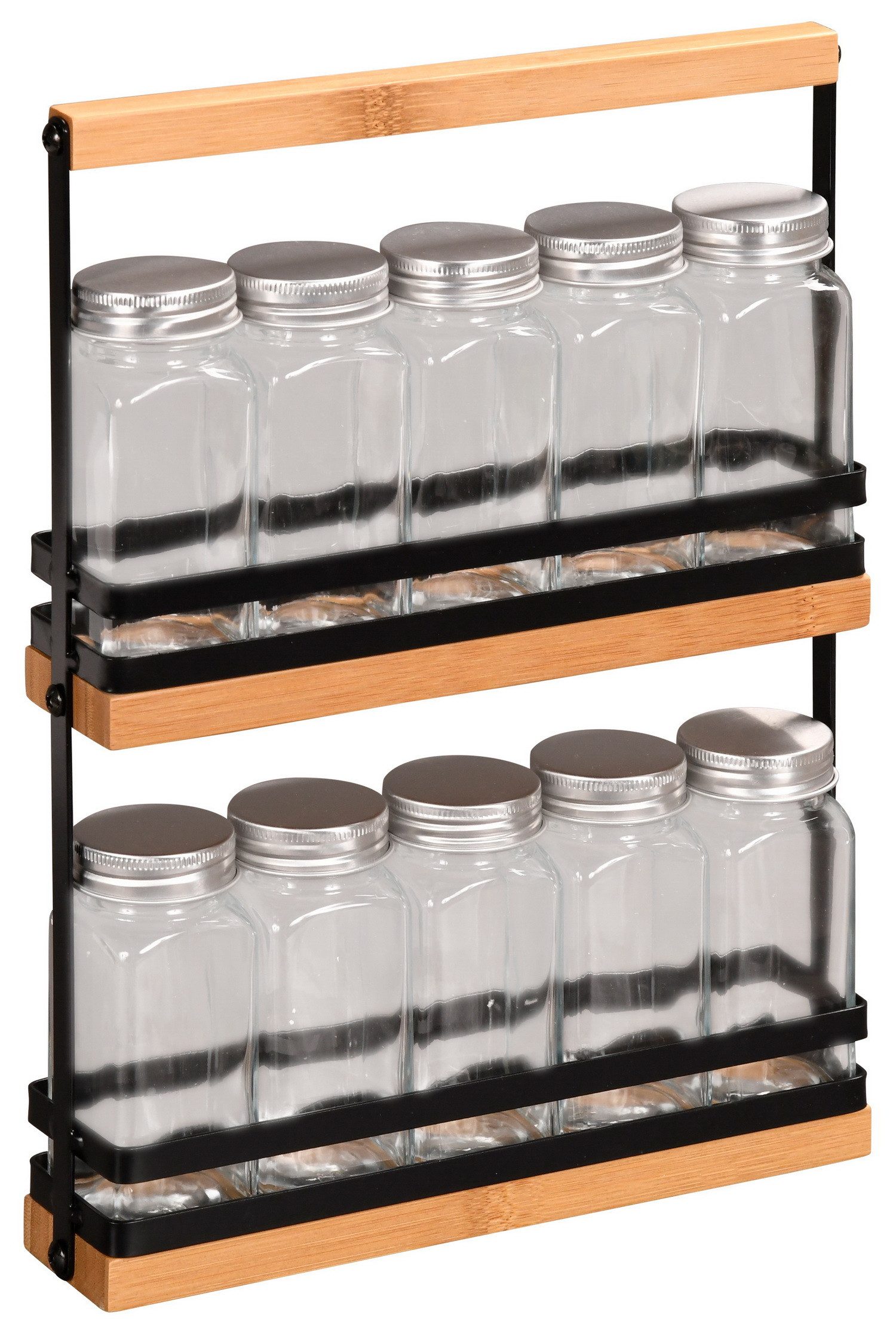 KESPER® Gewürzregal Gewürz-Standregal mit 10 Gewürzgläsern Gewürzständer Gewürz-Ständer, Standregal mit 2 Ebenen für je 5 Gewürzgläser, Gewürzspender individuell befüllbar