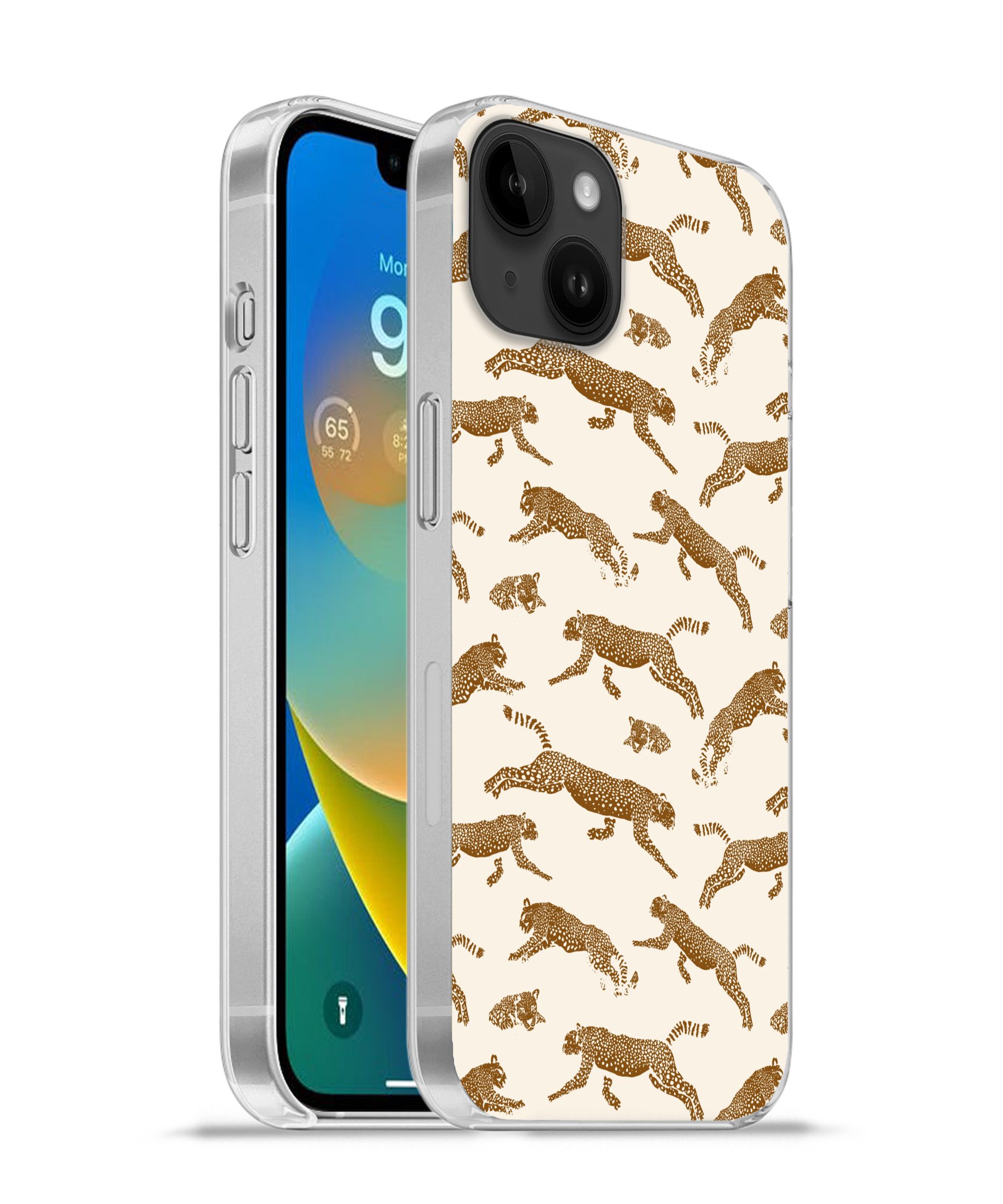 MuchoWow Handyhülle für Apple iPhone 14 Plus Panther - Tiere - Beige - Braun - Muster, Smartphone-Bumper, Print, Handy Schutzhülle Dünn