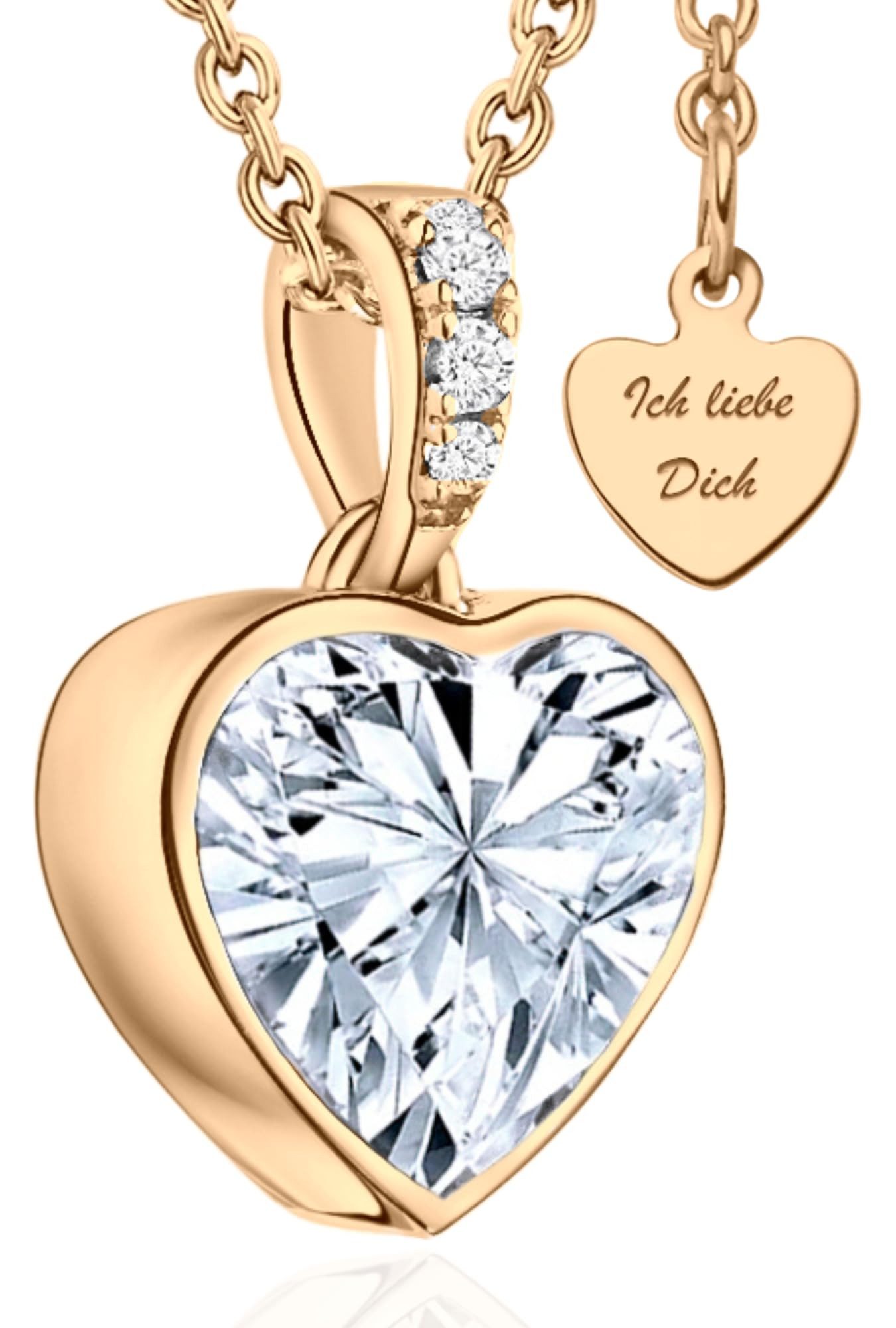 LOVENEST Herzkette Halskette Damen Silber 925 / Gold vergoldet mit Herz-Anhänger Zirkonia (Silberkette Anhänger Geschenke für Frauen Valentinstag Frau Freundin, Geschenkset Damenkette Weihnachten Set), Sie Geburtstag Hochzeitstag Liebesbeweis Liebesgeschenk Herz Schmuck