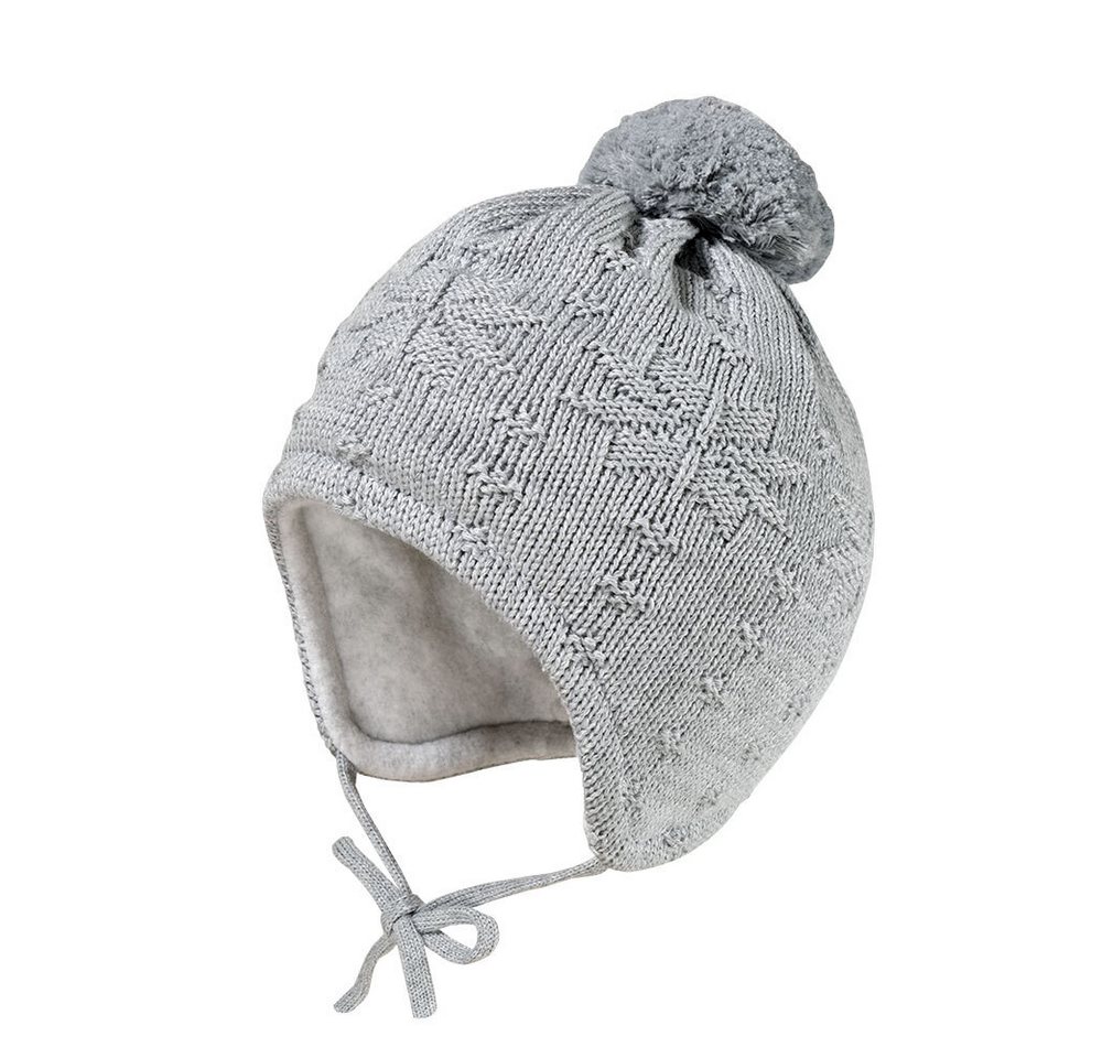 MAXIMO Strickmütze MINI-Mütze Norwegerstern, ausgenäht, Futter, großes Pompon (1-St)