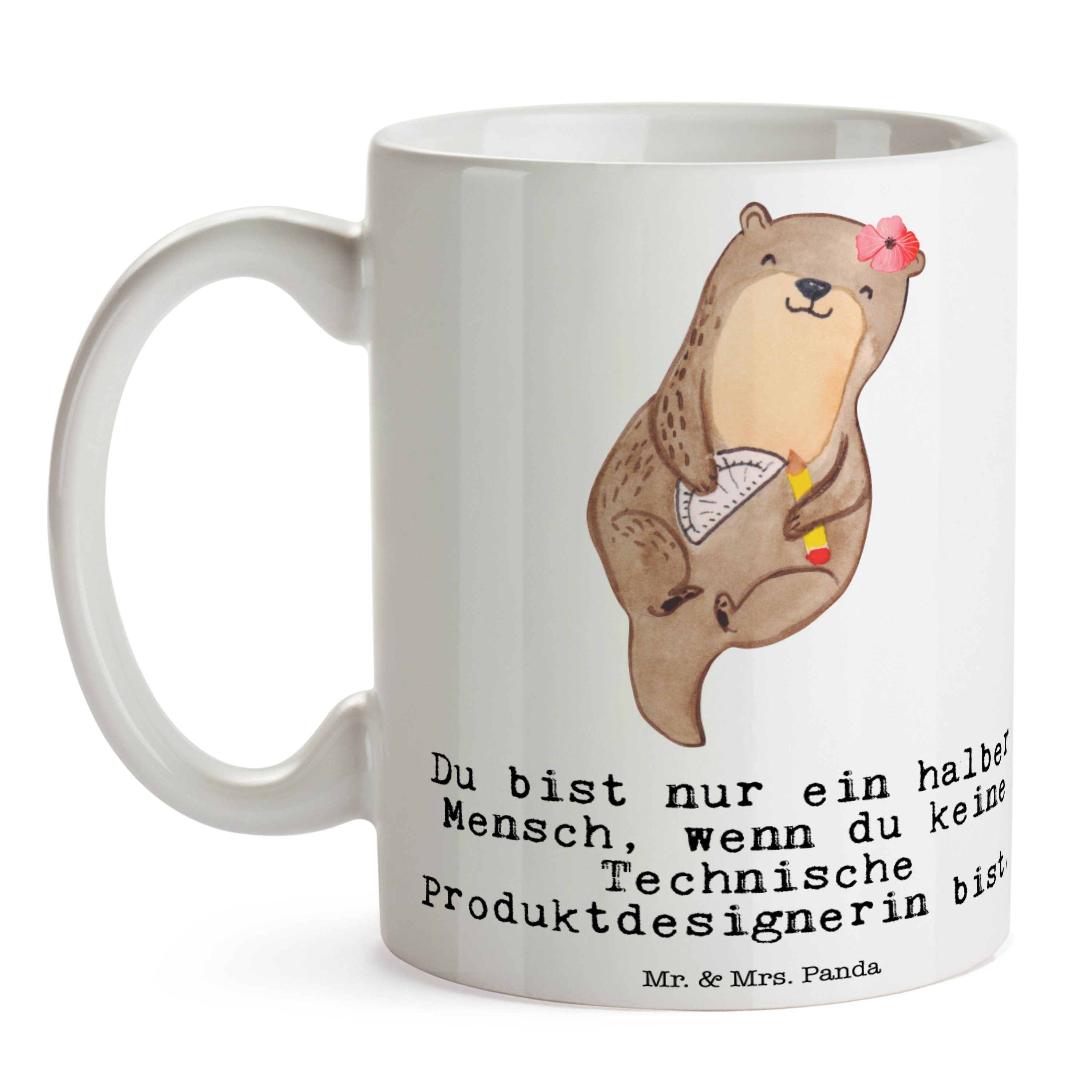 Mr. Weiß Mrs. - Keramik Panda Technische Geschenk, & Produktdesignerin mit - Herz Tasse Kaffeebecher,