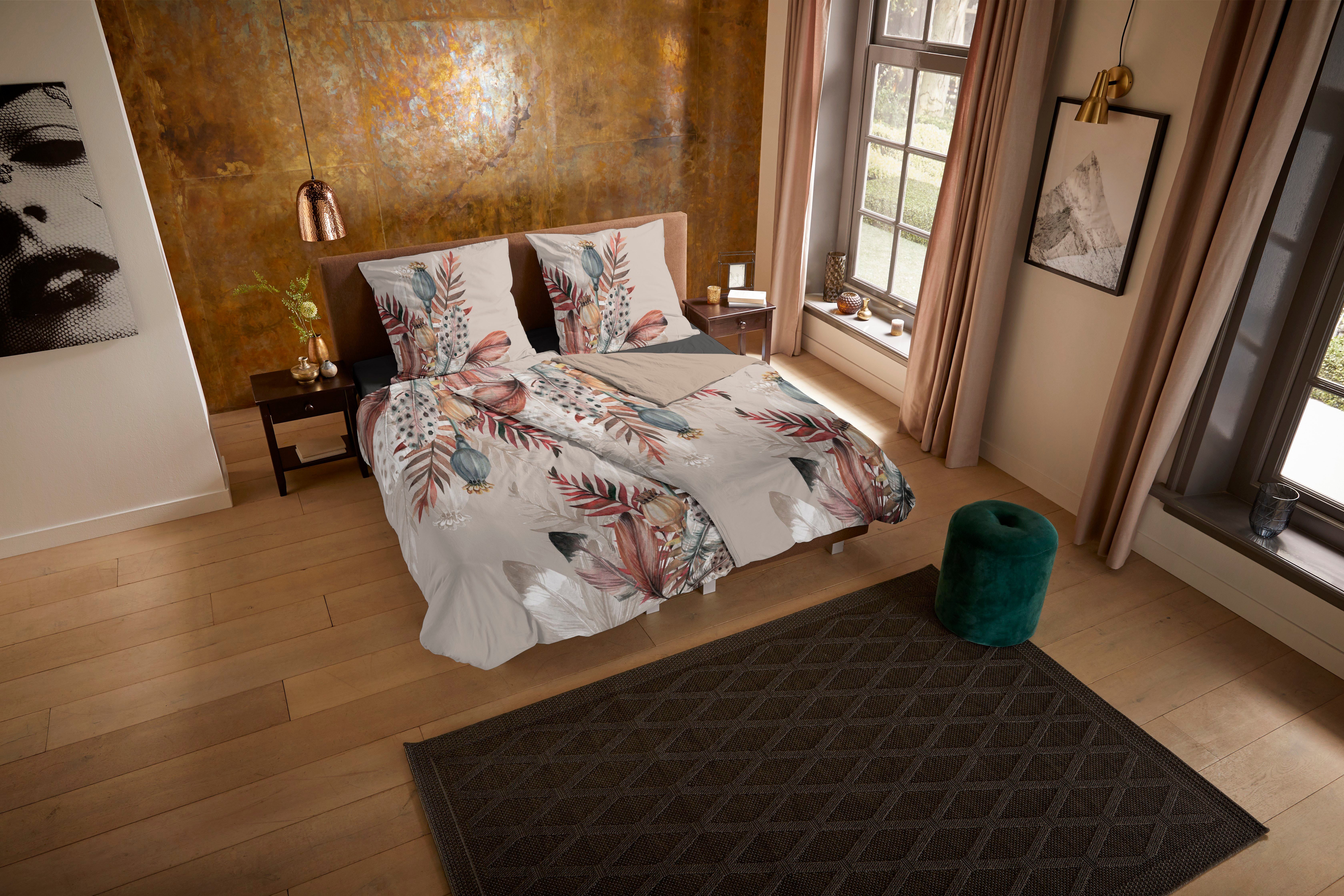 PURE luxury collection Wendebettwäsche Famm, Microfaser, 2 teilig, Mikrofaser, 135x200, Pflegeleicht, Reißverschluss, Wendeoptik, Taupe