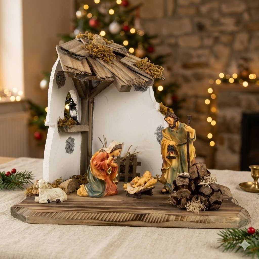 Krippenursel Krippe Weihnachtskrippe Raitenberg inkl. heiliger Familie K001-01 (1-tlg), handbemalte Figuren