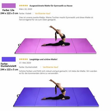 COSTWAY Gymnastikmatte Yogamatte Fitnessmatte, 305 x 122 x 5 cm faltbar