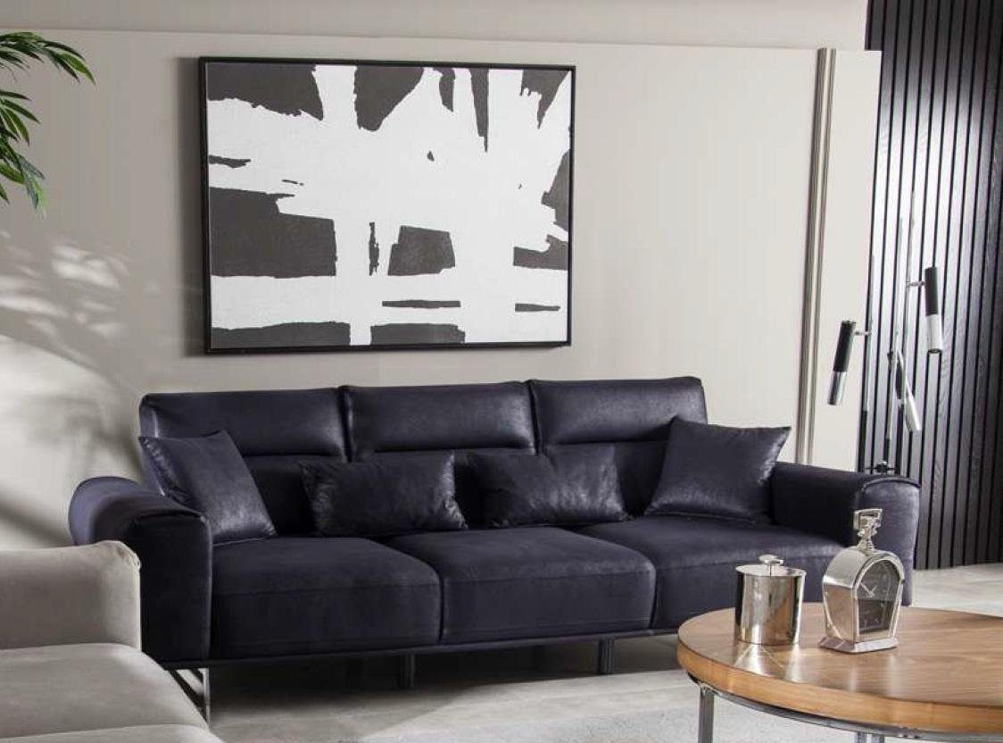 JVmoebel 3-Sitzer Weiche Design Couch Couchen in 1 Dreisitzer Teile, Möbel Made Europa Polster Schwarz