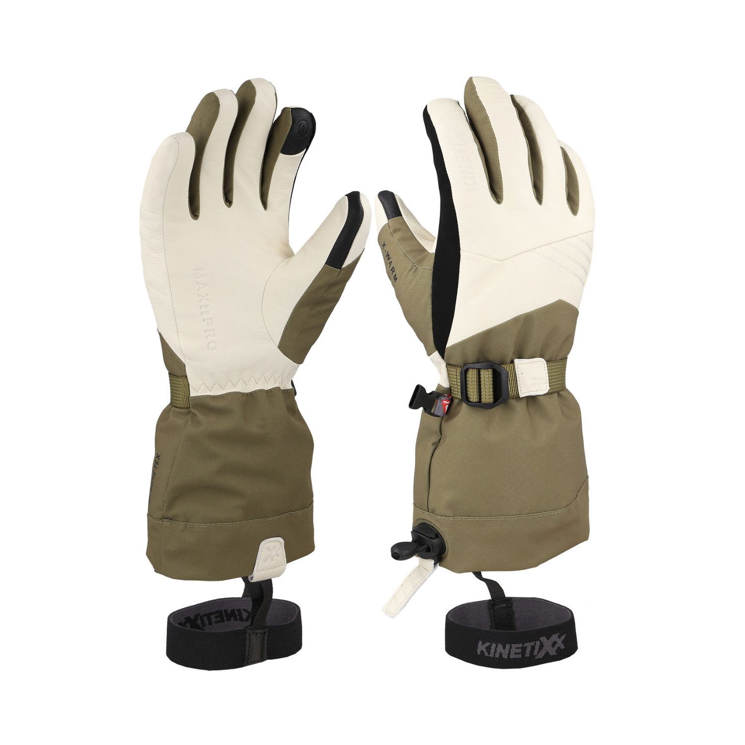Kinetixx Skihandschuhe KinetiXx Akima GTX® Damen Skihandschuhe wasserdicht (in Schwarz, Cream oder Olive/White) Grip, Atmungsaktiv, Winddicht, Wasserdicht