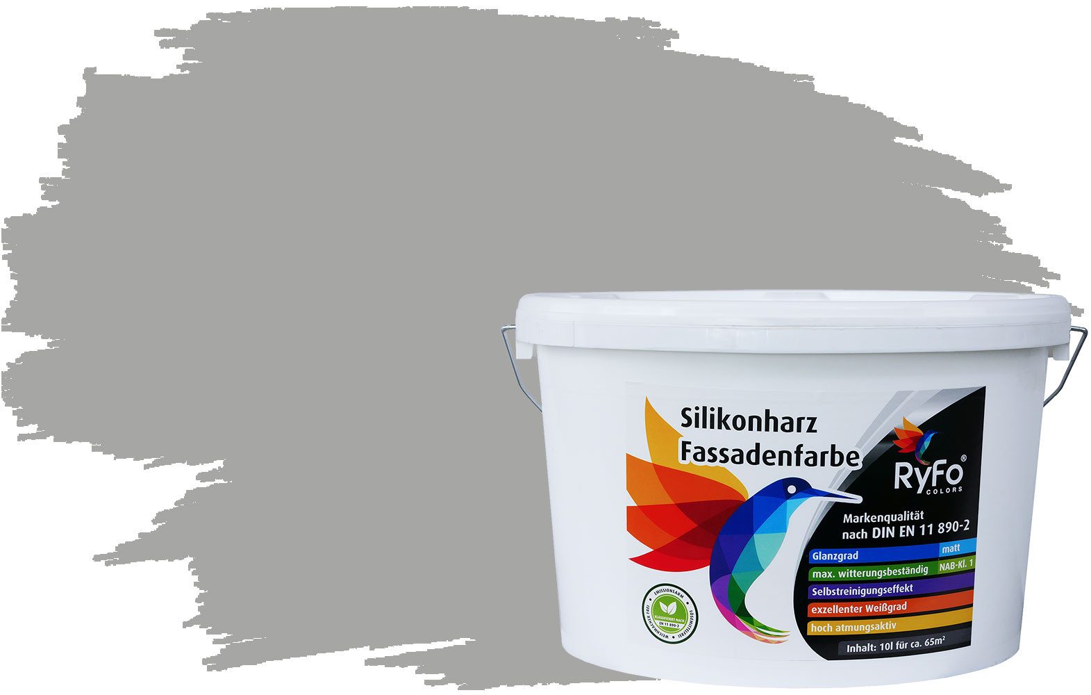 RyFo Colors Fassadenfarbe Silikonharz Fassadenfarbe Grautöne, 1 L ca. 6 m², Wasserabweisend, diffusionsfähig, schützt vor Schmutz, UV-beständig