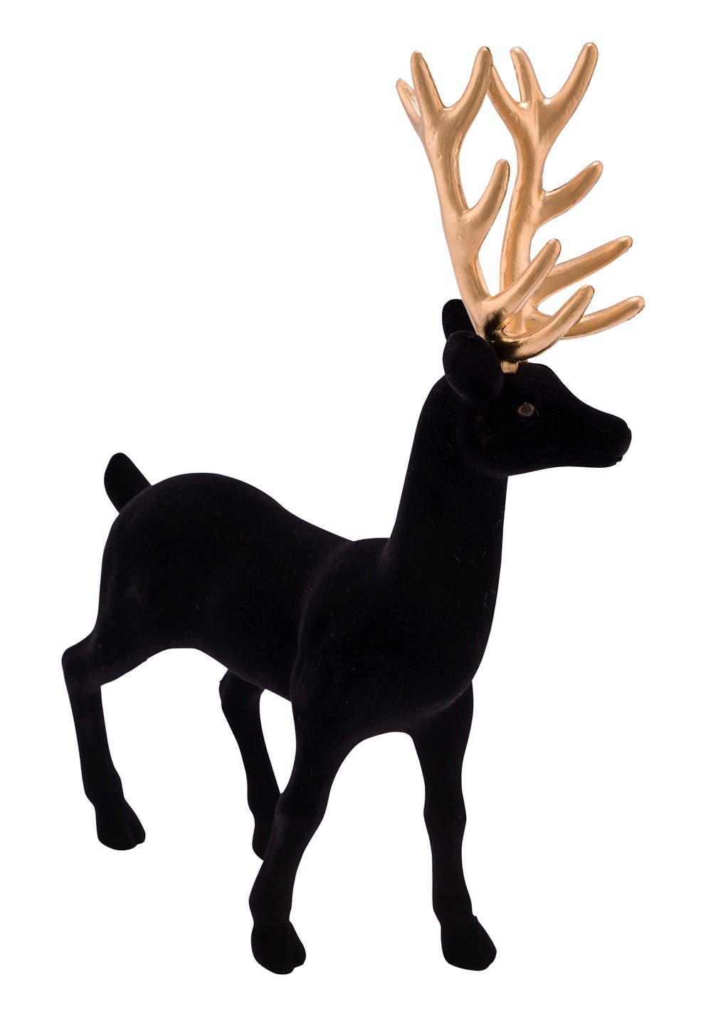 Gehlmann Weihnachtsfigur Hirsch, Samt, verschiedene Farben und Größen erhältlich schwarz-gold