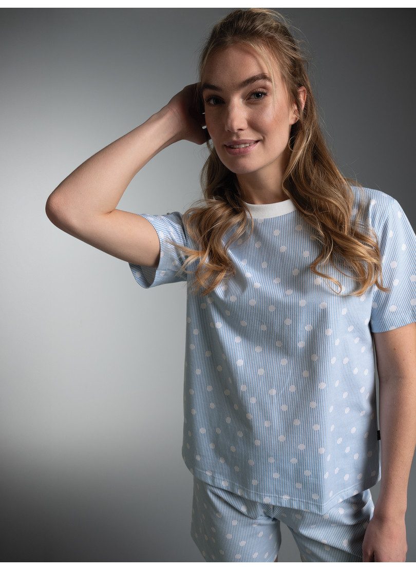 Trigema T-Shirt TRIGEMA Cropped T Shirt mit Allover "Punkt" Muster (1-tlg) günstig online kaufen