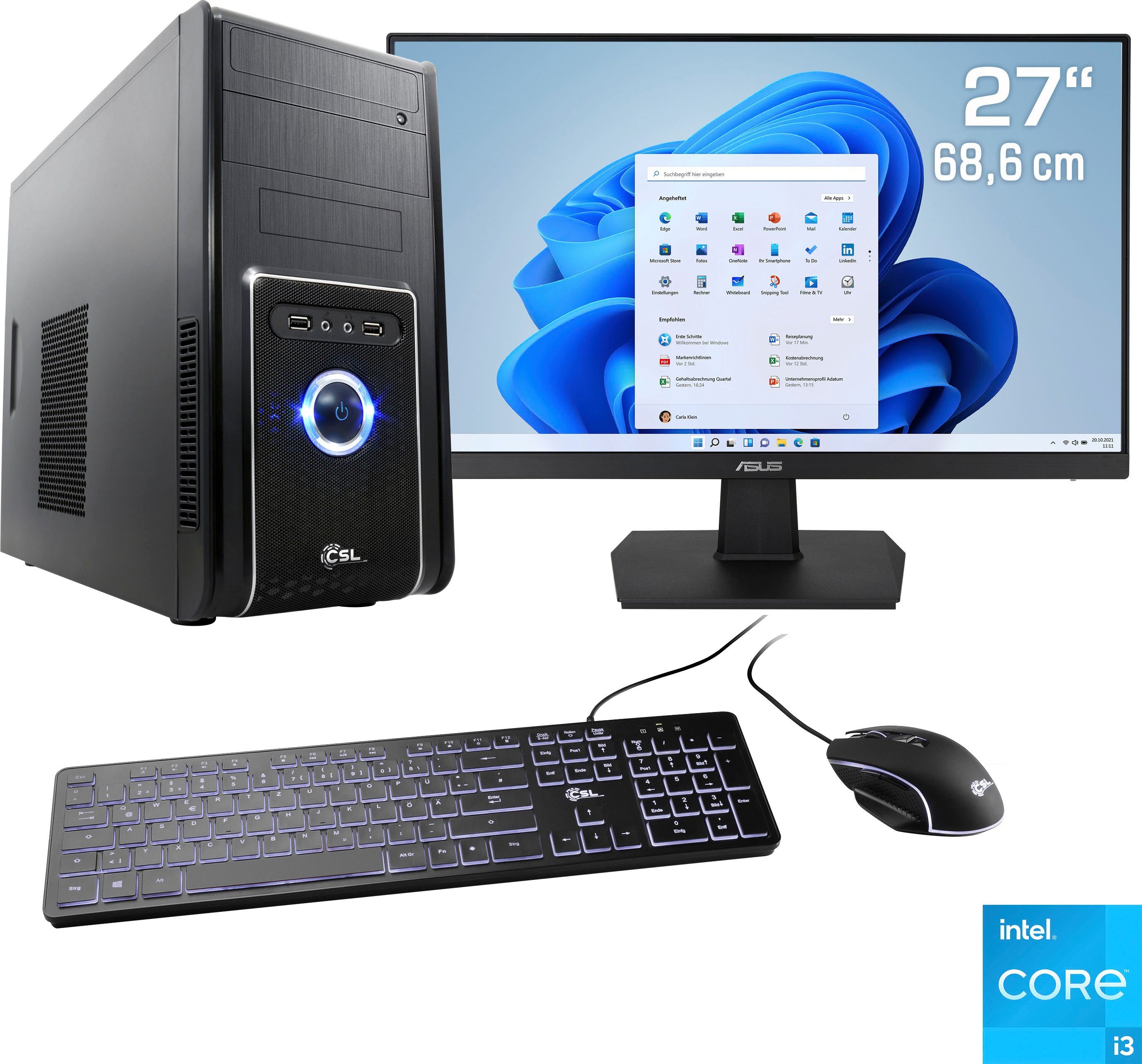 CSL Speed V25122 PC-Komplettsystem (27", Intel® Core i3 12100, Intel UHD Graphics 730, 16 GB RAM, 1000 GB SSD, 1-tlg)