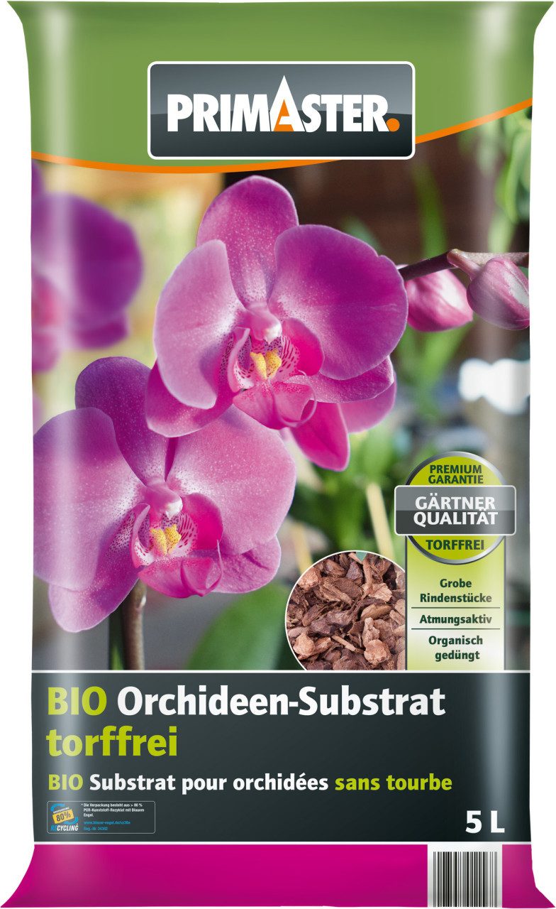 Primaster Spezialerde Primaster Bio Orchideensubstrat torffrei 5 L, Torffrei