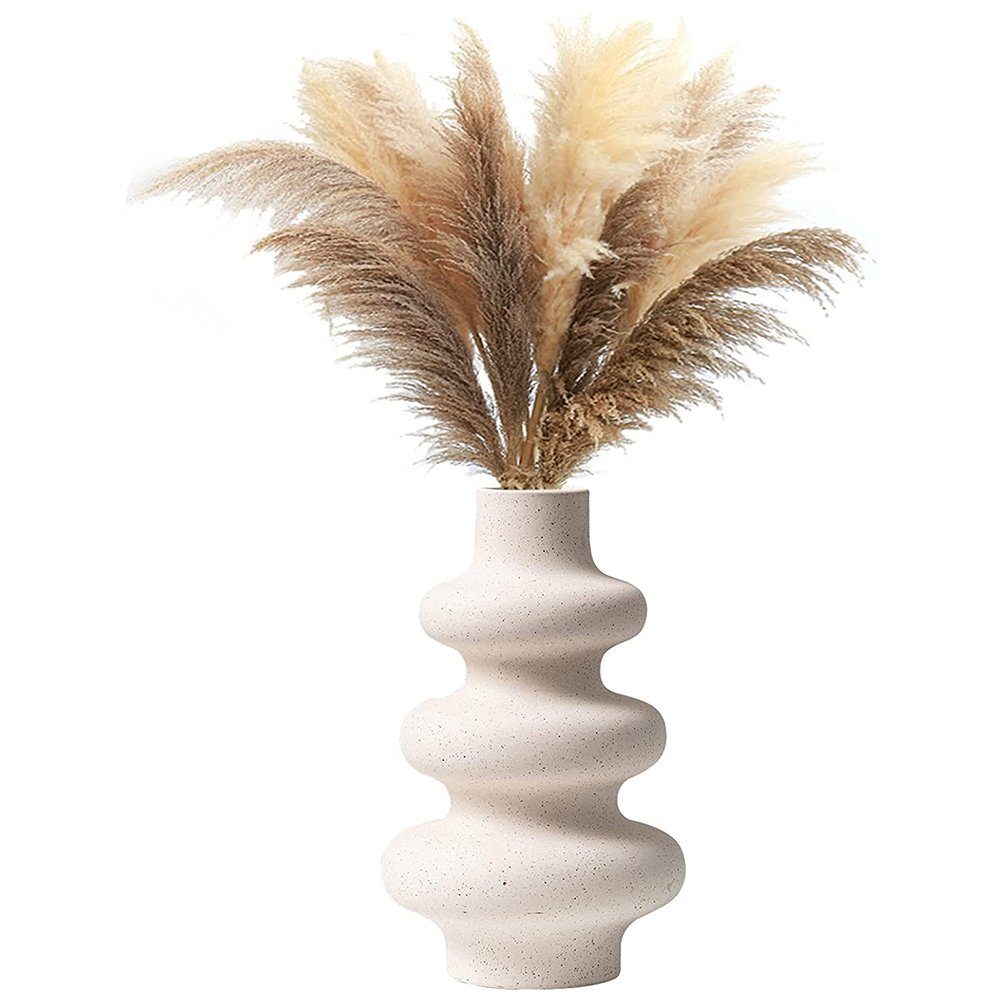 zggzerg Dekovase Vase für Pampasgras Beige, Spiral Geformter Mit Loch Keramik Vase, Getrocknete Blumen-Pflanzenbehälter Wohnkultur für Haus Büro, Geschenk