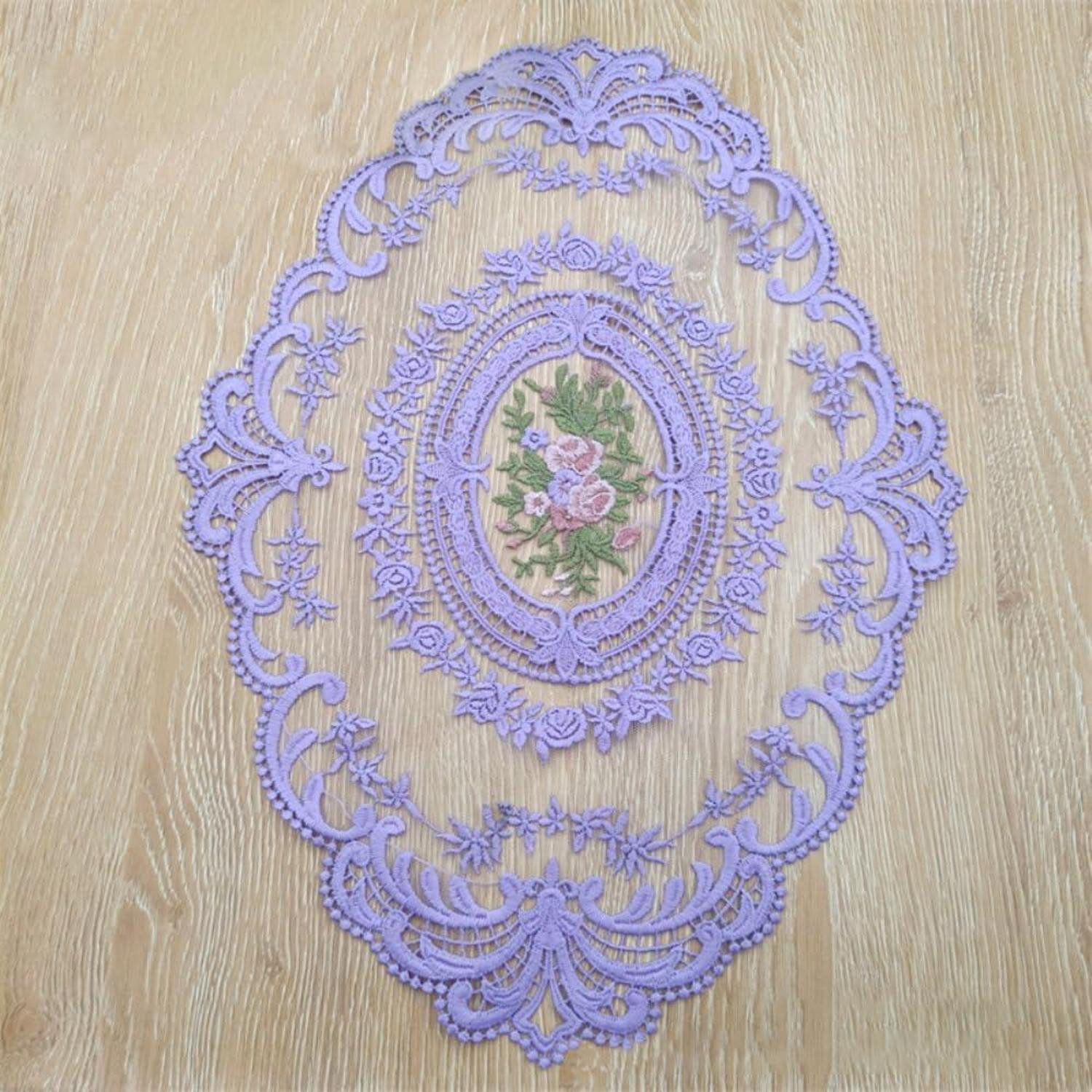 LuxusKollektion Platzset Tischsets Spitze Oval 2er-Set Violett 31x42cm, (2-St)