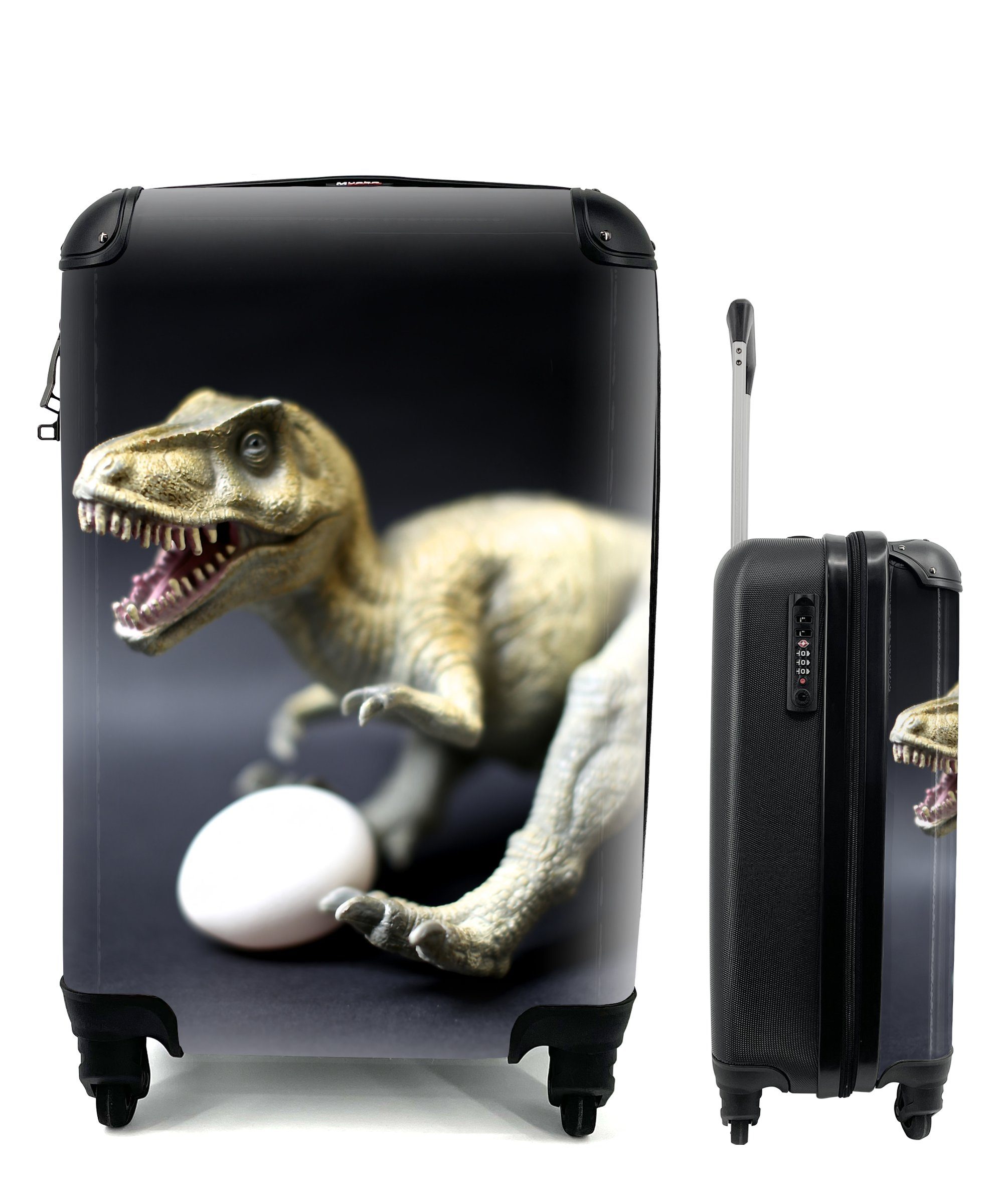Rollen, weiß, Trolley, Handgepäck rollen, mit für Handgepäckkoffer Ferien, Dinosaurier-Ei 4 MuchoWow - Reisekoffer Reisetasche