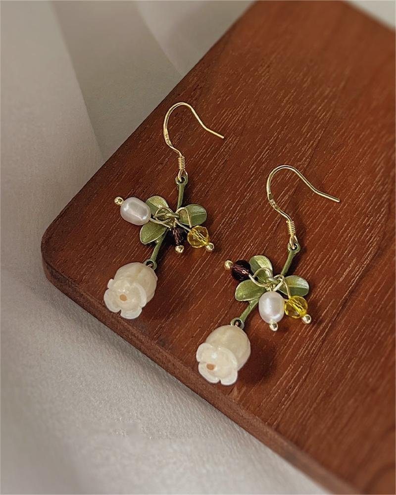 Suzuran Blumen ohrringe, einfache Paar Ohrstecker Paar Damen Ohrringe Elegante Rouemi