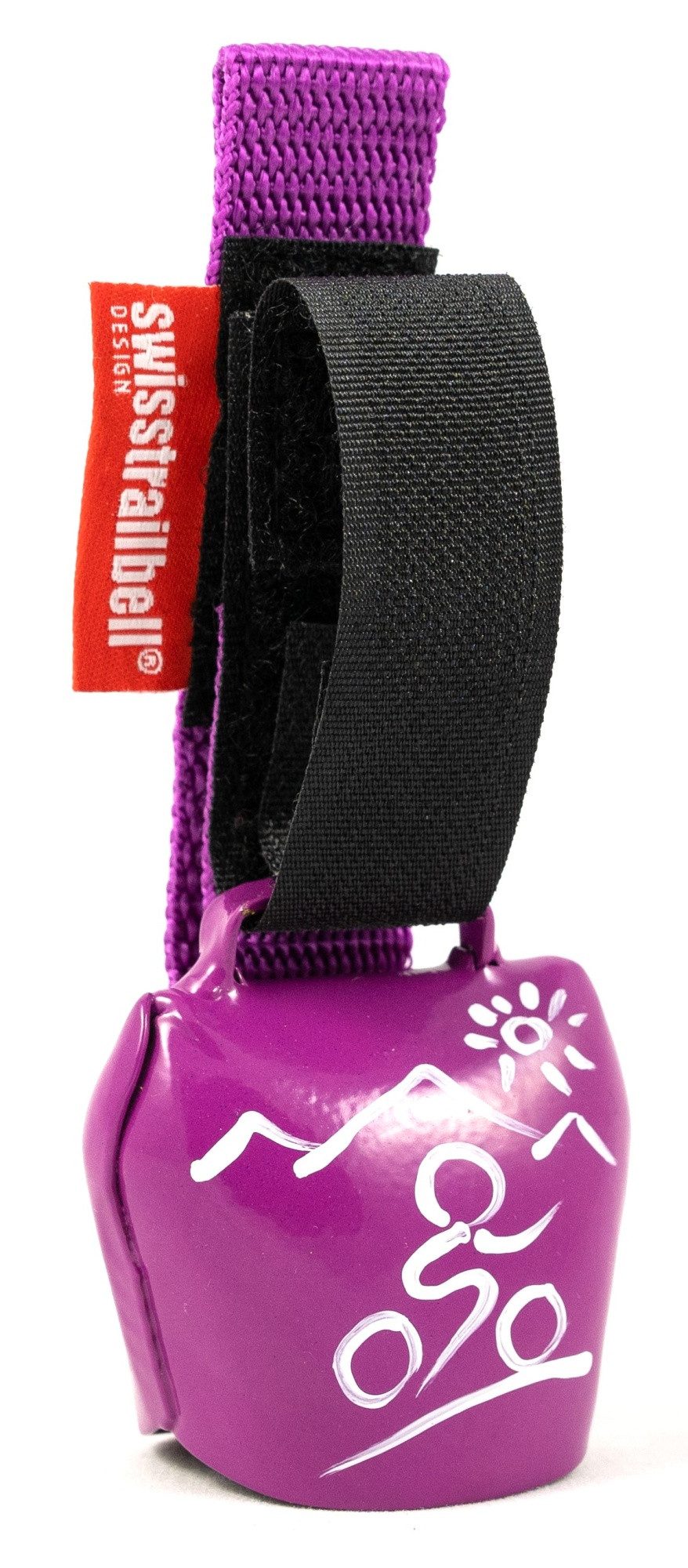 swisstrailbell Fahrradklingel fresh Colour-Edition: dark PINK, weißer MTB, pinkes Band, Trailbell
