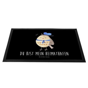 Fußmatte Eule Matrosen - Schwarz - Geschenk, Schmutzmatte, Schmutzfangmatte, K, Mr. & Mrs. Panda, Höhe: 0.6 mm