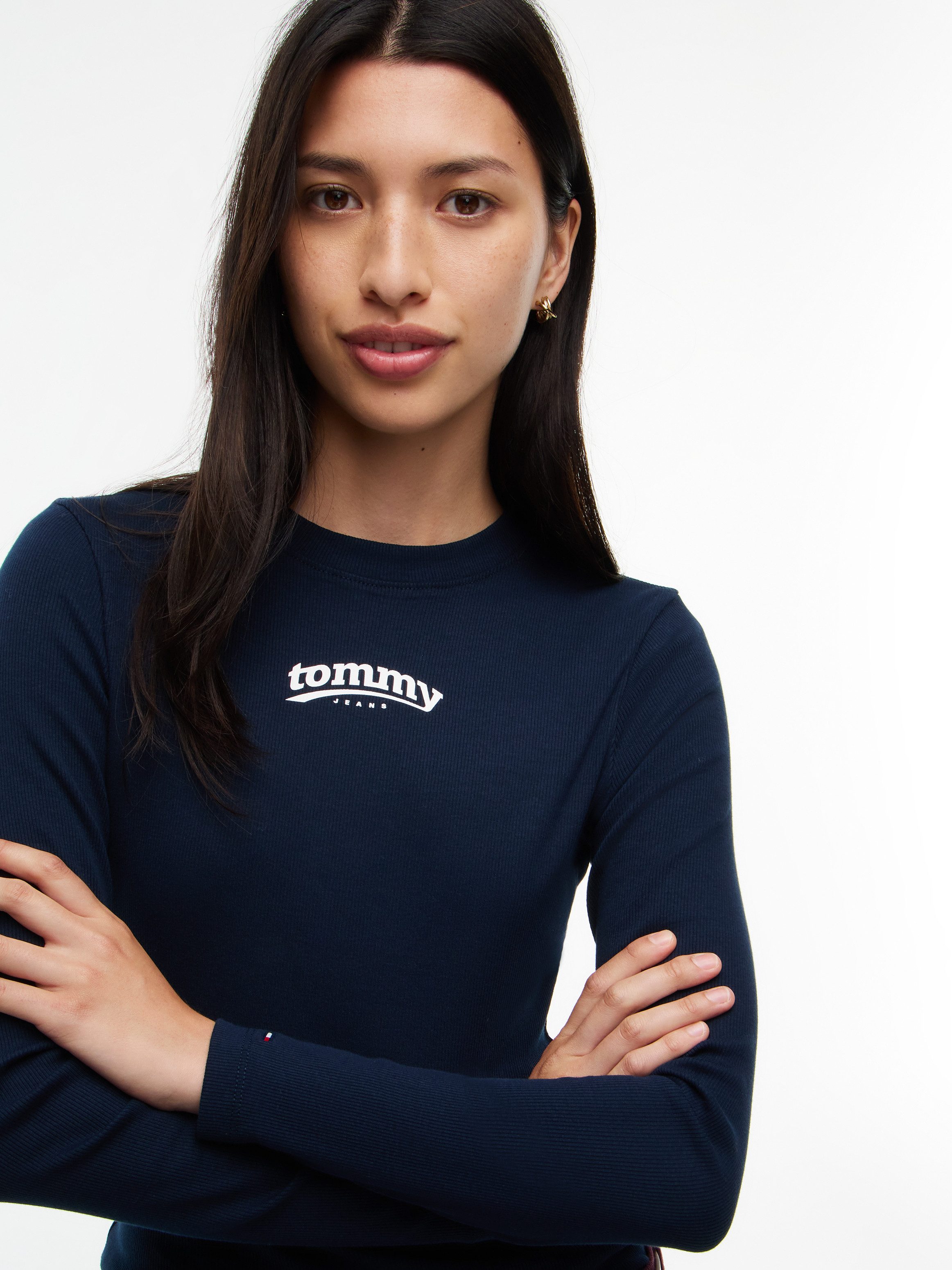 Tommy Jeans Langarmshirt TJW SLIM ESS LOGO 1 LS TEE Baumwollmischung, slim fit – Bild 2 von 5