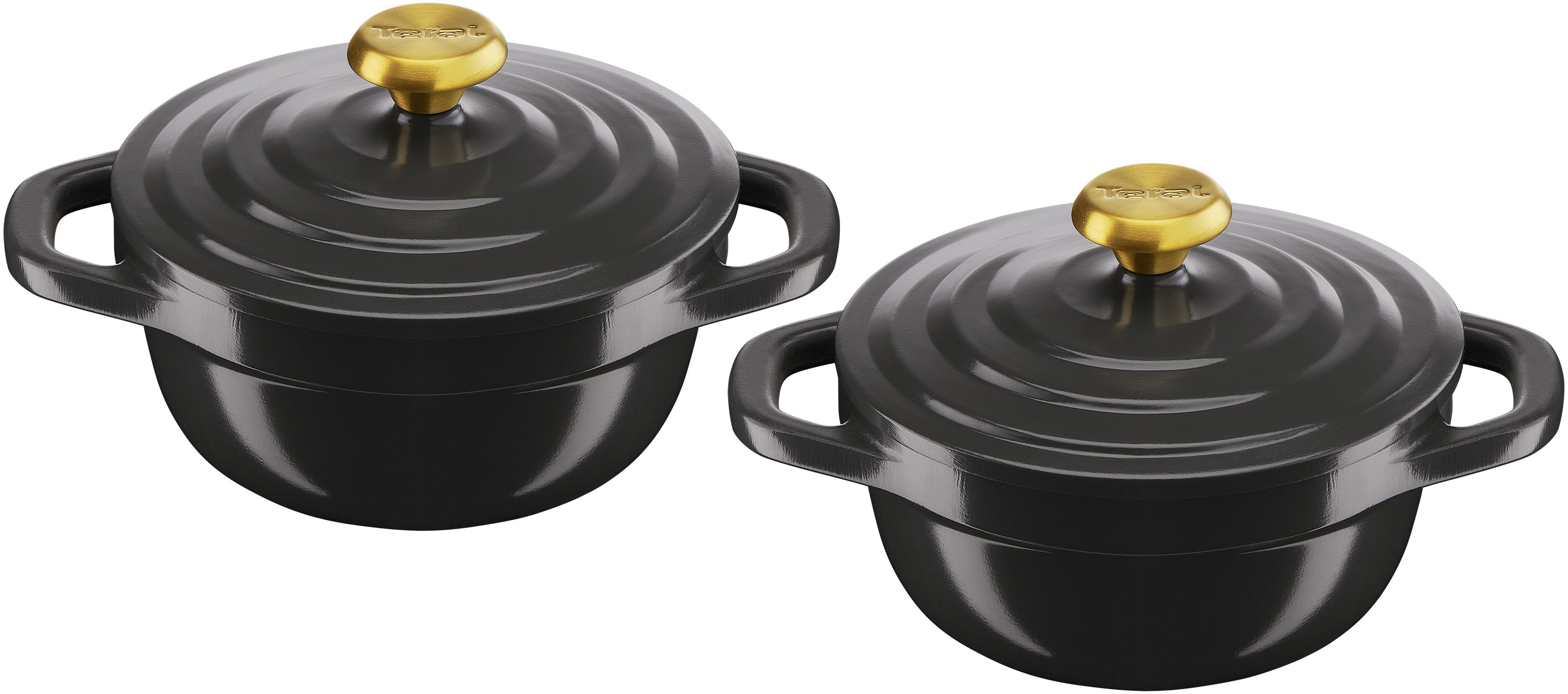 Tefal Topf-Set Air, Aluminiumguss (Set, 4-tlg), 2-tlg., 11 cm, Keramikversiegelung, Kondensationsdeckel, backofenfest