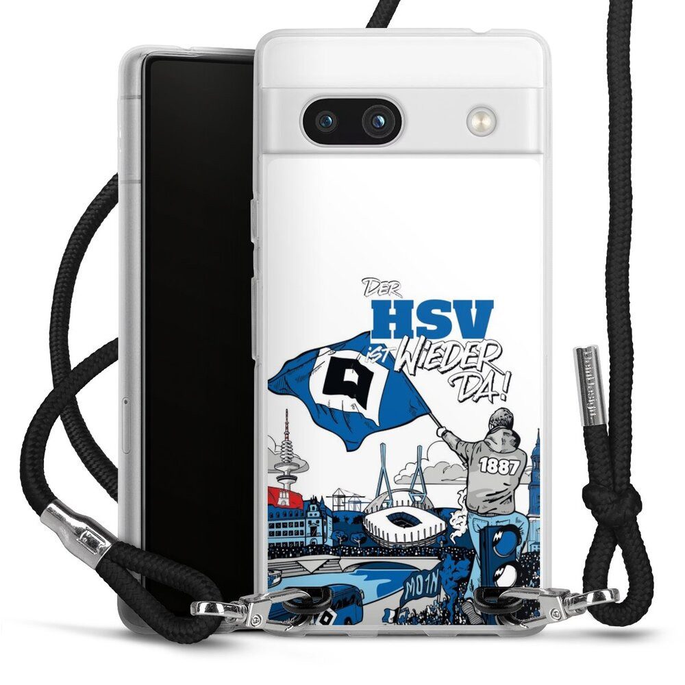 DeinDesign Handyhülle Hamburger SV Offizielles Lizenzprodukt Aufstieg, Google Pixel 7a Handykette Hülle mit Band Case zum Umhängen