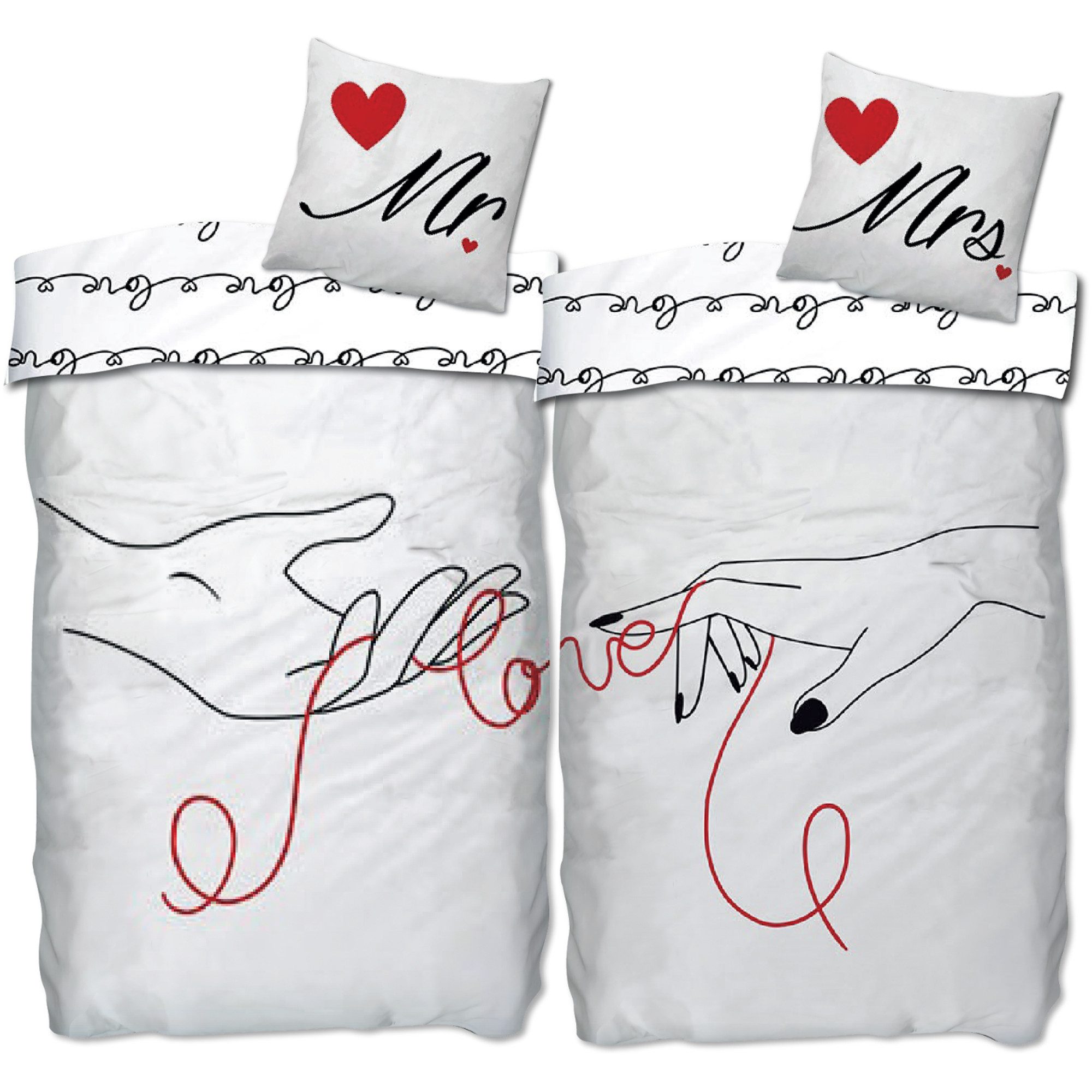BERONAGE Partnerbettwäsche Mr. & Mrs. Partnerbettwäsche 2 Bettwäsche-Sets, günstig online kaufen