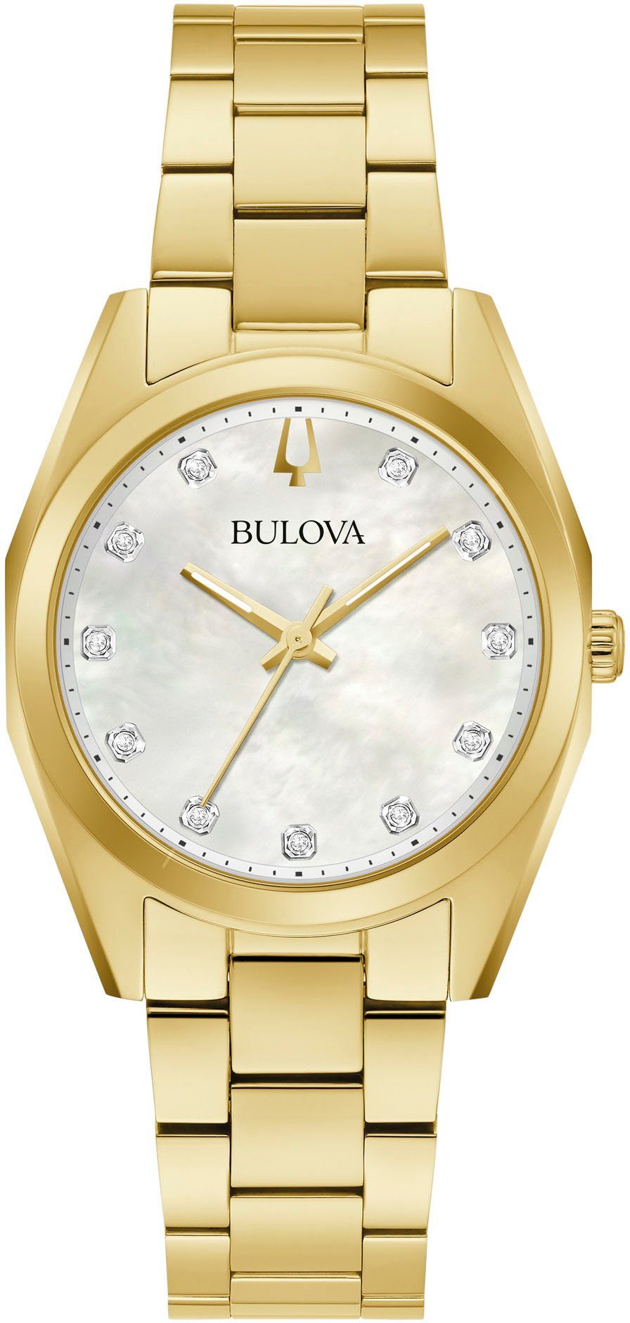 Bulova Quarzuhr 97P172, Armbanduhr, Damenuhr, Edelstahluhr, mit Diamanten, Saphirglas