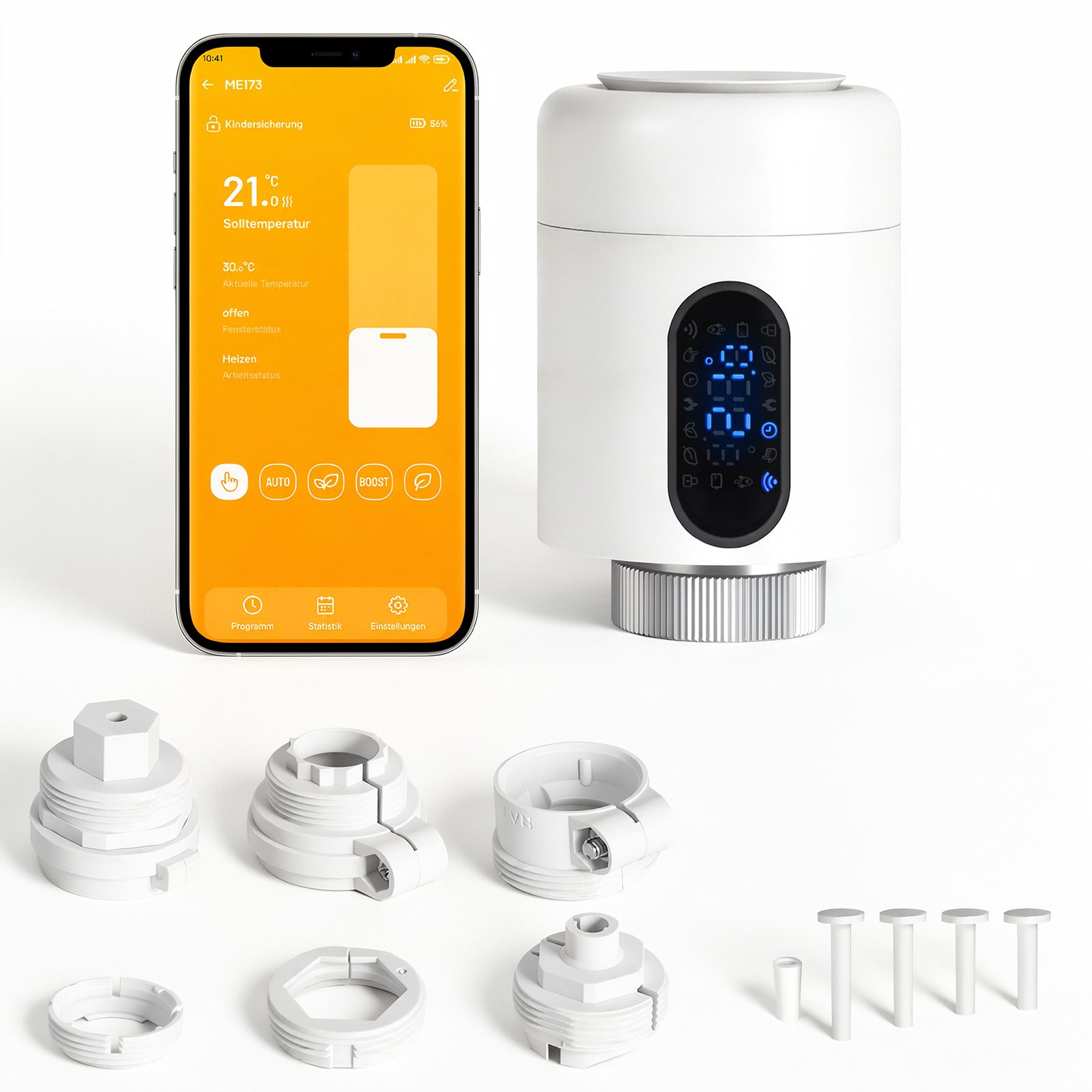 Clanmacy Heizkörperthermostat Smartes Thermostat WiFi, App-Steuerung, Smart Life/Tuya, Weiß, 1er, (7 St)
